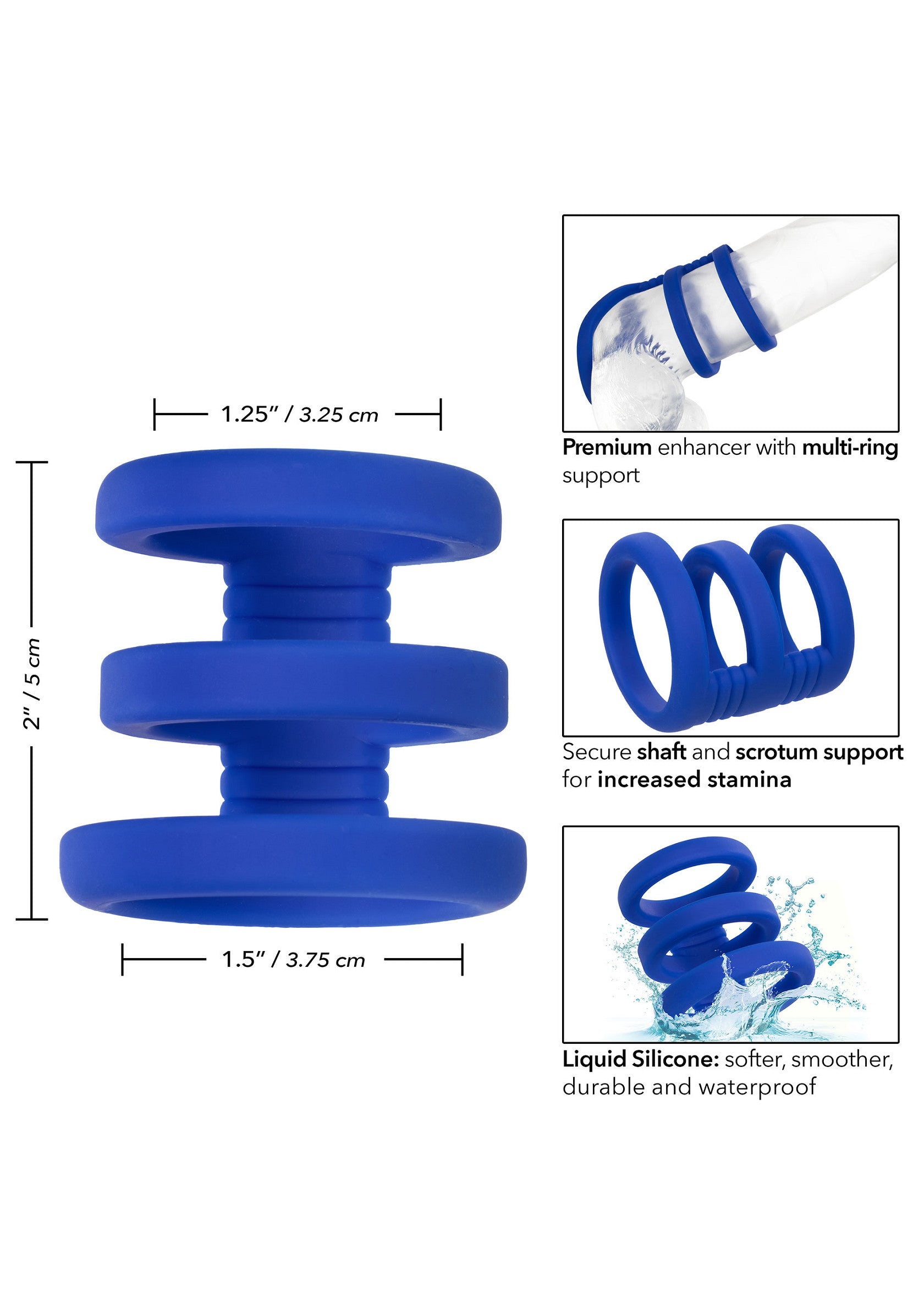 Améliorez vos performances avec cet anneau pénien en silicone bleu. Offre un maintien sûr et augmente l'endurance.; Verbeter je prestaties met deze blauwe siliconen penisring. Biedt een veilige ondersteuning en verhoogt het uithoudingsvermogen.; Enhance performance with this blue silicone cock ring. Provides secure support and increased stamina.