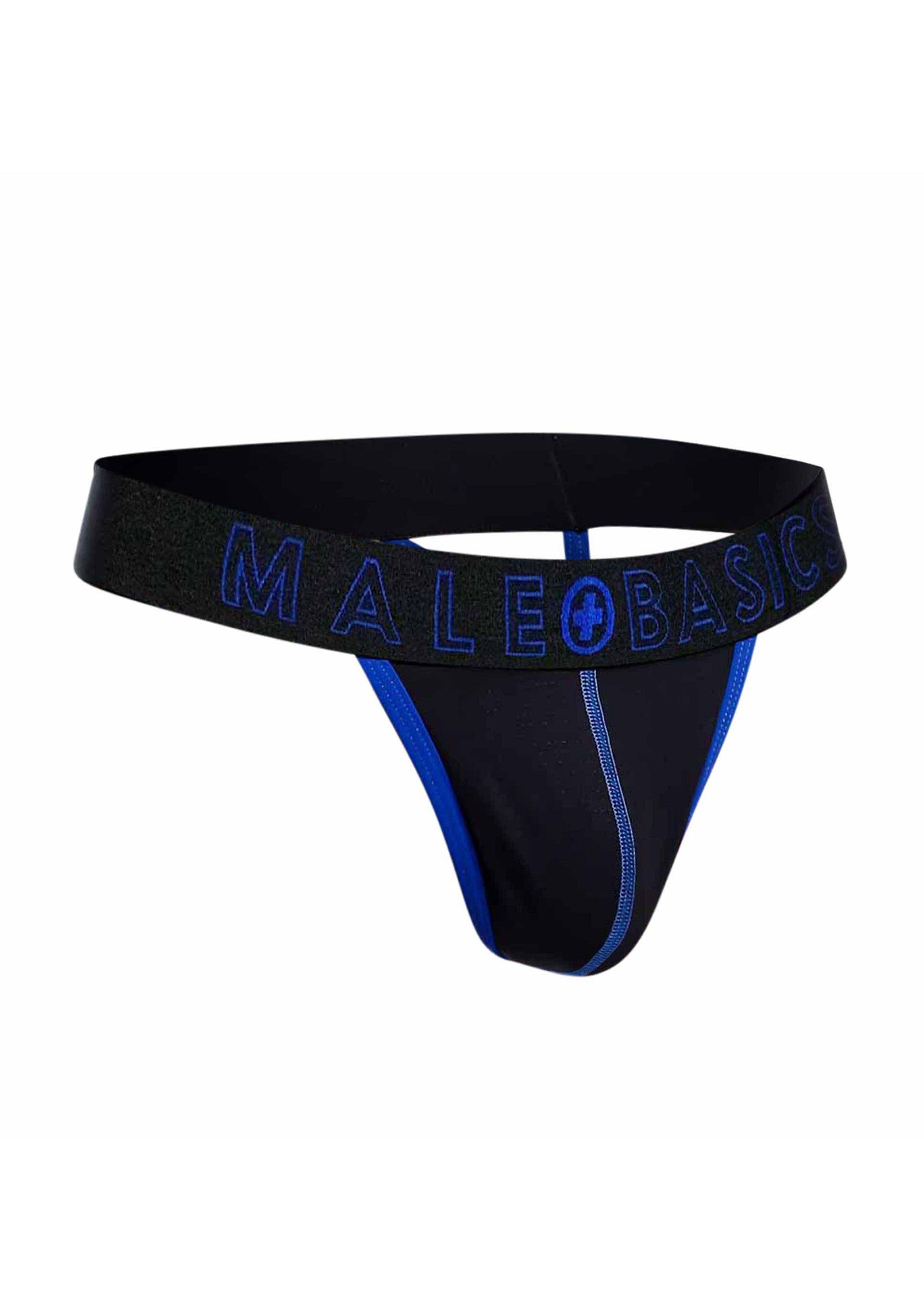 String masculin noir avec détails bleus de MaleBasic pour un confort optimal et un style moderne.; Zwarte herenstring met blauwe details van MaleBasic voor optimaal comfort en een moderne stijl.; Black MaleBasic men's string with blue details for optimal comfort and a modern style.