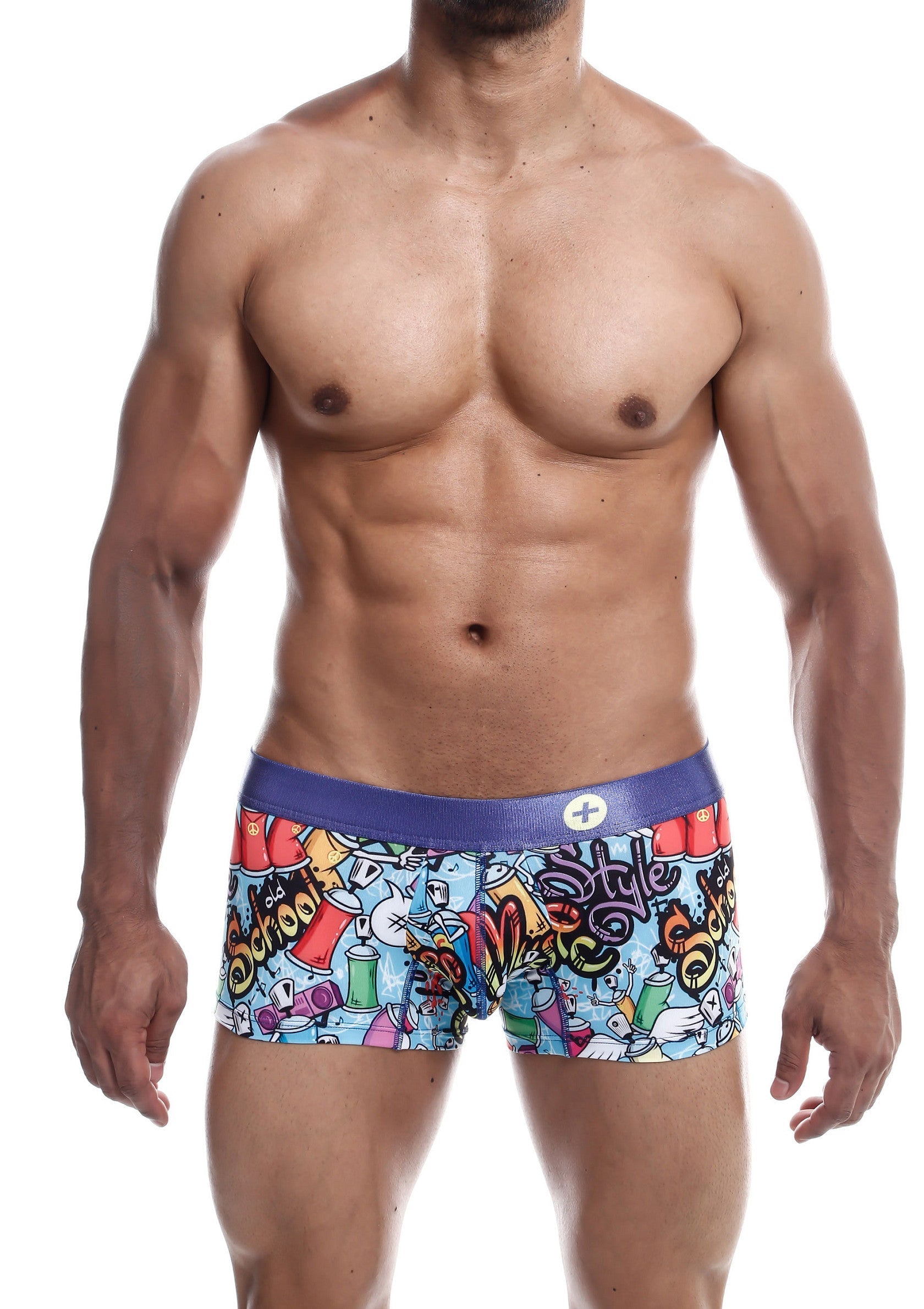 Boxer homme imprimé graffiti coloré. Confort et style uniques pour une allure audacieuse.; Gekleurde graffiti boxer voor heren. Uniek comfort en stijl voor een gedurfde look.; Men's boxer briefs with colorful graffiti print. Unique comfort and style for a bold look.