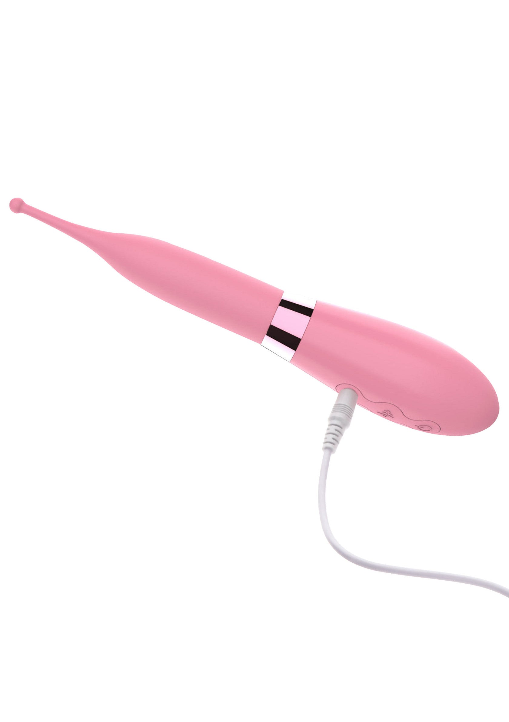 Vibromasseur rose rechargeable pour le plaisir féminin.; Oplaadbare roze vibrator voor vrouwelijk genot.; Rechargeable pink vibrator for female pleasure.