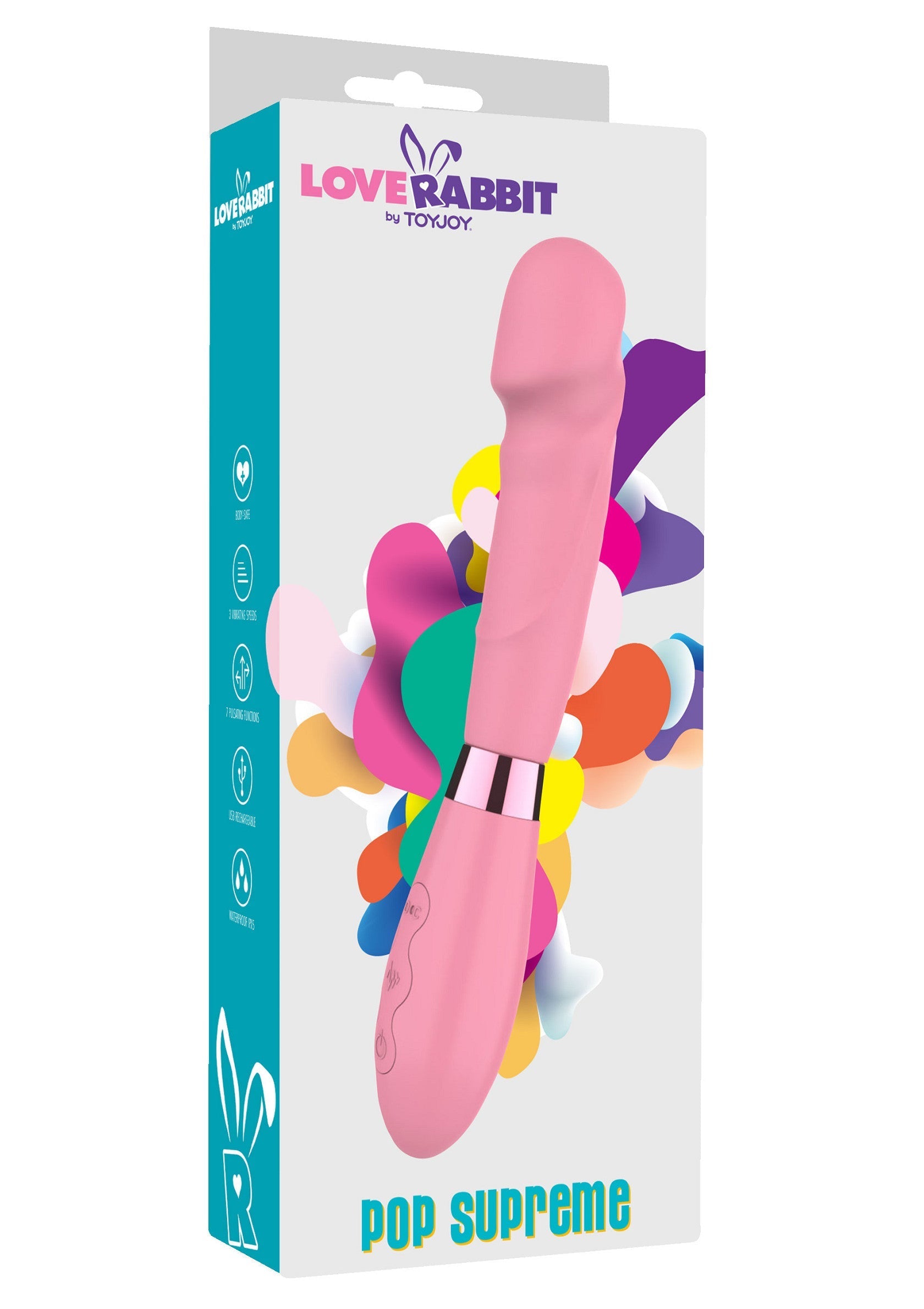 Love Rabbit Pop Supreme : vibromasseur rose pour adultes, plaisir intense garanti. Découvrez le luxe ToyJoy !; Love Rabbit Pop Supreme: roze vibrator voor volwassenen, gegarandeerd intens plezier. Ontdek de luxe van ToyJoy!; Love Rabbit Pop Supreme: pink vibrator for adults, guaranteed intense pleasure. Discover the luxury of ToyJoy!