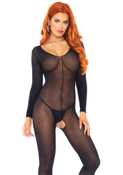 Body noir transparent à manches longues et string intégré. Sexy et audacieux !; Zwarte, transparante body met lange mouwen en geïntegreerde string. Sexy en uitdagend!; Black sheer bodysuit with long sleeves and attached g-string. Sexy and daring!