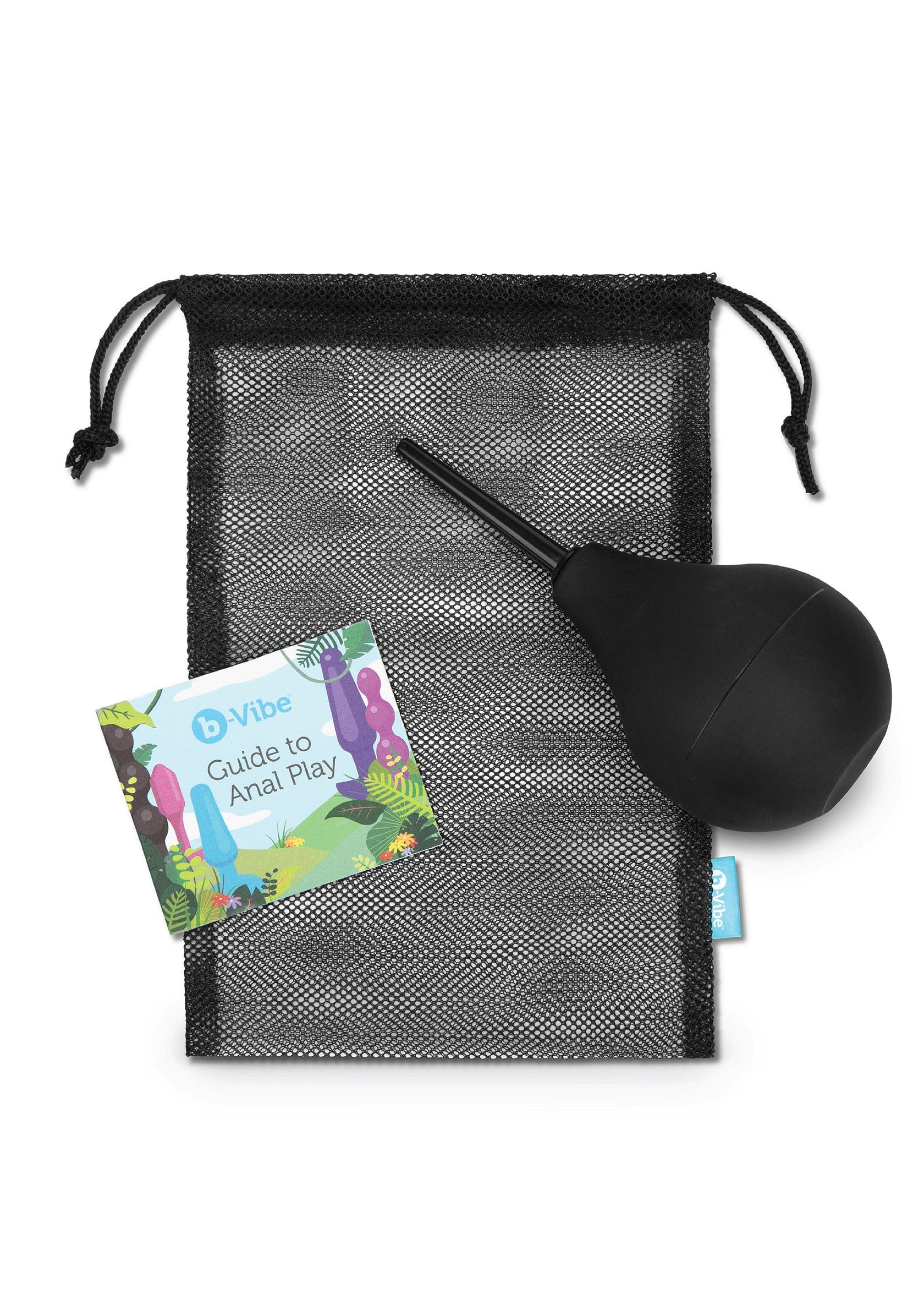 B Vibe douche anale, guide, sac de rangement pour une hygiène intime optimale et un plaisir en toute confiance.; B Vibe anale douche, gids, opbergtas voor optimale intieme hygiëne en zelfverzekerd plezier.; B Vibe anal douche, guide, storage bag for optimal intimate hygiene and confident pleasure.