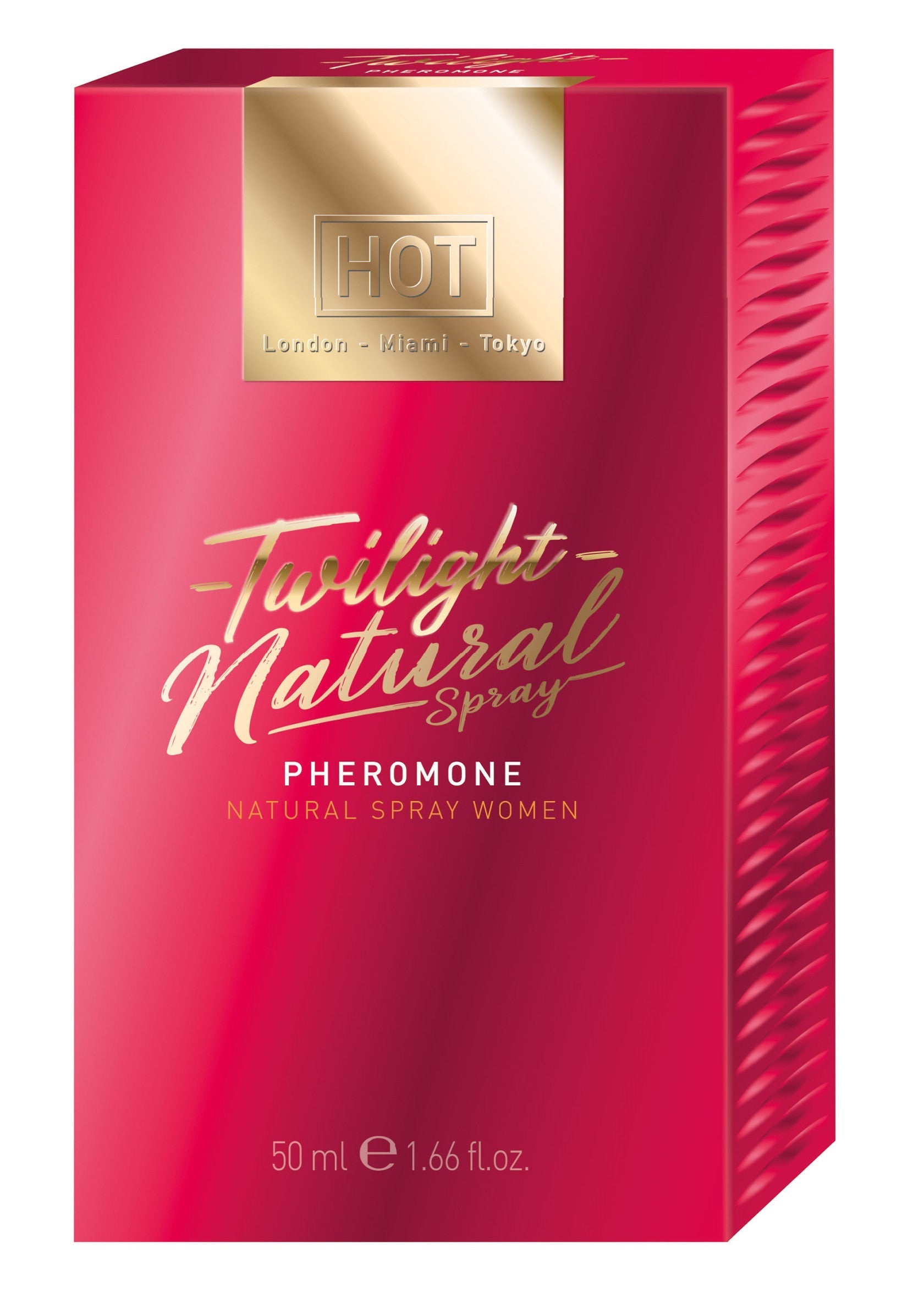 Parfum Twilight Natural Spray aux phéromones pour femme, HOT London - Miami - Tokyo, 50 ml.; Twilight Natural Spray parfum met feromonen voor vrouwen, HOT London - Miami - Tokyo, 50 ml.; Twilight Natural Spray pheromone perfume for women, HOT London - Miami - Tokyo, 50 ml.