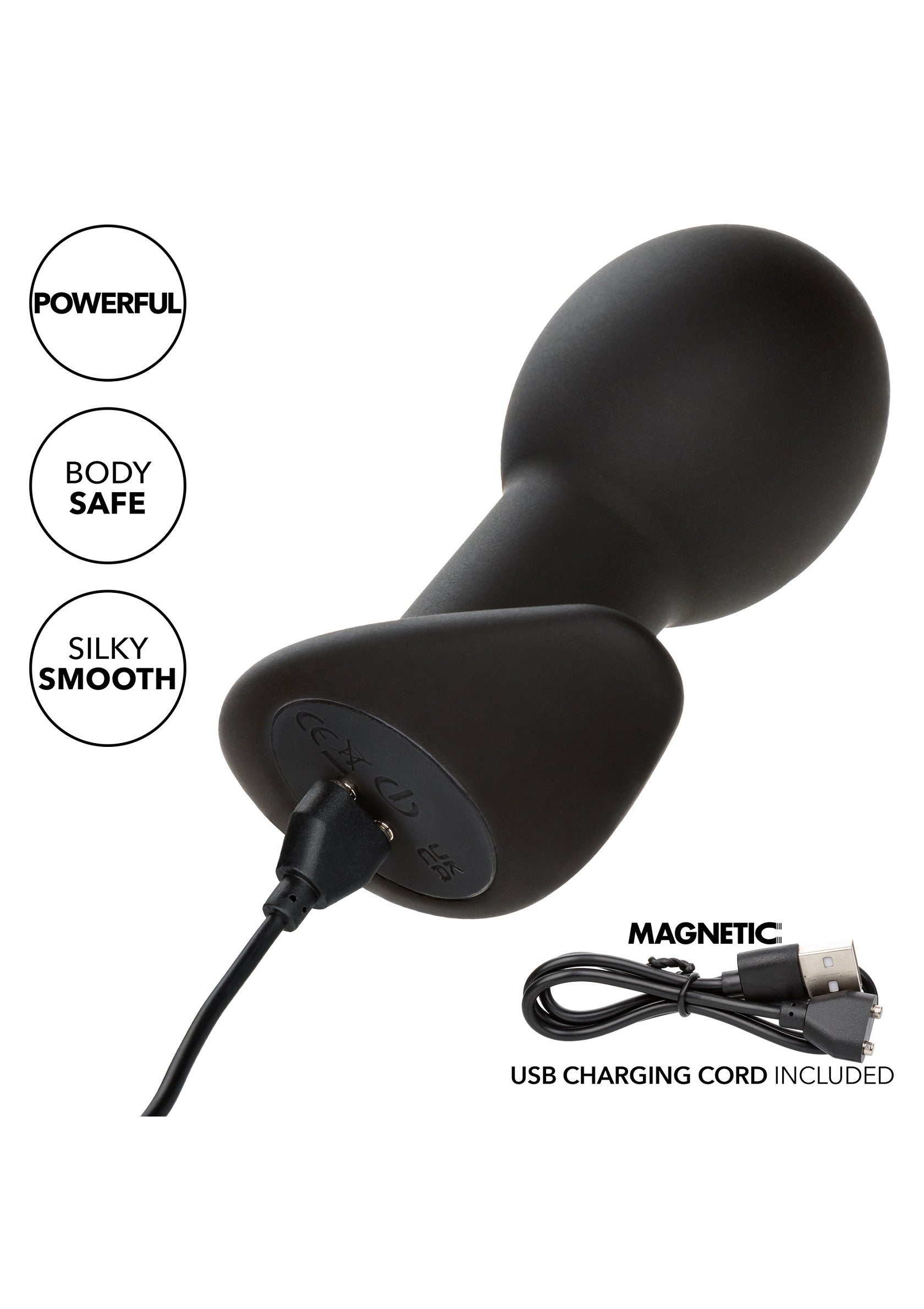 Plug anal noir rechargeable USB, puissant et sûr pour le corps. Texture lisse pour un confort optimal.; Zwarte USB oplaadbare anaalplug, krachtig en veilig voor het lichaam. Gladde textuur voor optimaal comfort.; Black USB rechargeable anal plug, powerful and body safe. Silky smooth texture for ultimate comfort.