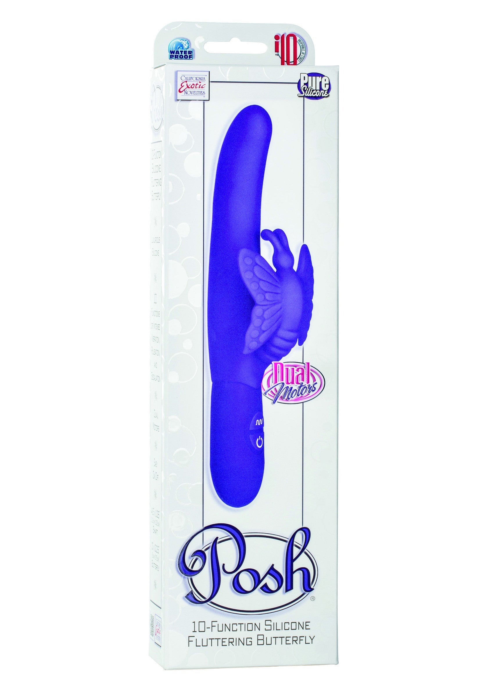 Vibromasseur papillon vibrant Posh, 10 fonctions, en silicone, pour le plaisir. Idéal pour l'exploration du corps.; Posh vibrerende vlindervibrator met 10 functies, gemaakt van silicone, voor plezier. Ideaal voor lichaamsexploratie.; Posh vibrating butterfly vibrator with 10 functions, made of silicone, for pleasure. Great for body exploration.