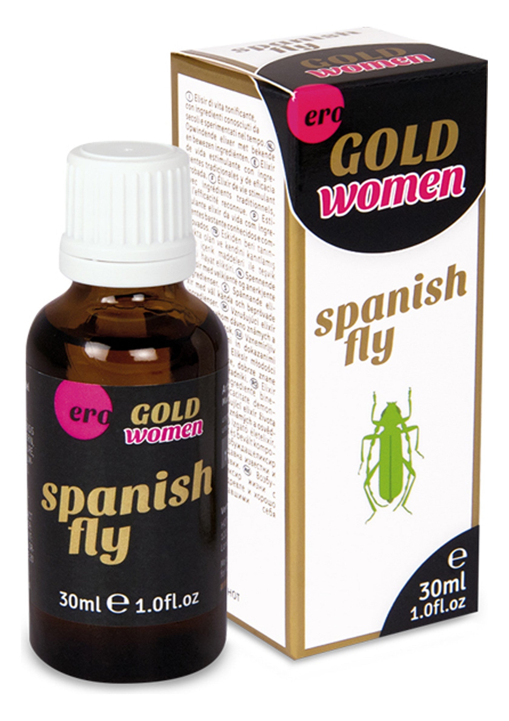 Aphrodisiaque Eros Gold Women Spanish Fly pour femme, 30 ml. Stimulez le désir féminin et améliorez votre vie sexuelle.; Eros Gold Women Spanish Fly afrodisiacum voor vrouwen, 30 ml. Stimuleer het vrouwelijk verlangen en verbeter uw seksleven.; Eros Gold Women Spanish Fly aphrodisiac for women, 30 ml. Boost female desire and enhance your sex life.