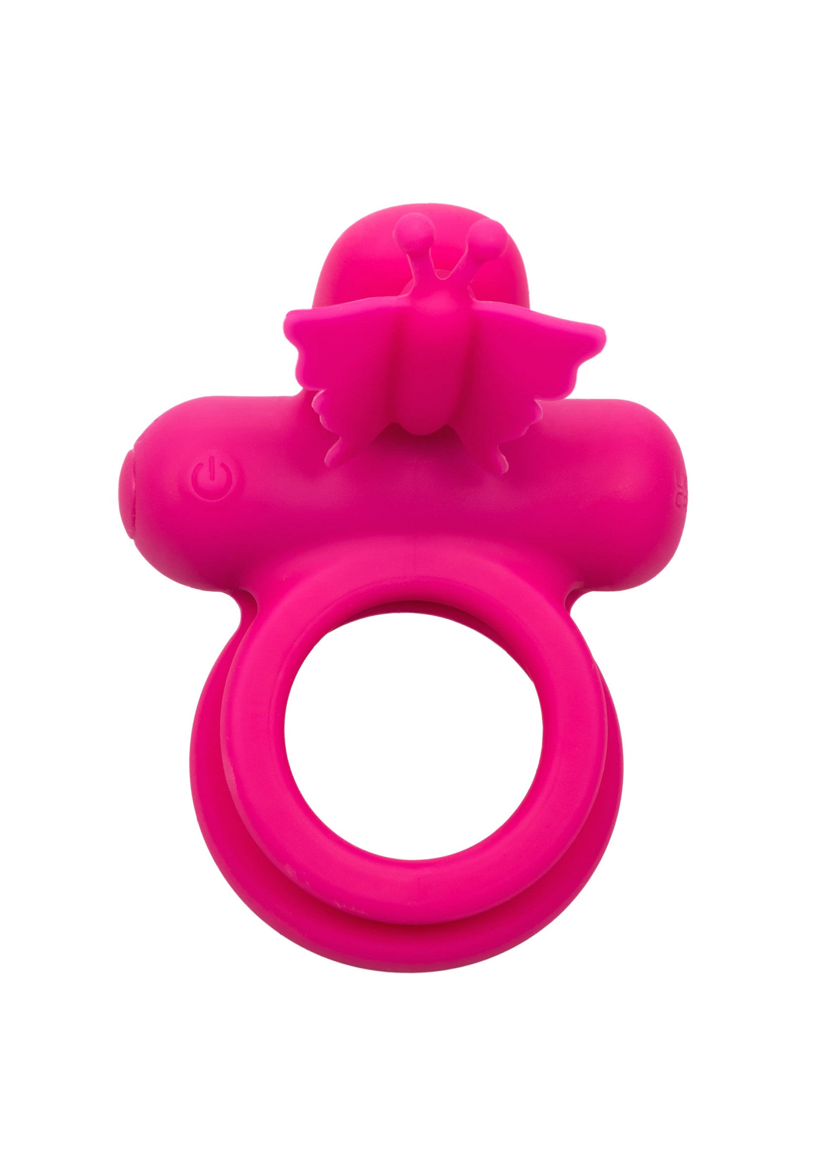Anneau vibrant rose avec papillon pour plus de plaisir !; Roze vibrerende ring met vlinder voor extra genot!; Pink vibrating ring with butterfly for added pleasure!