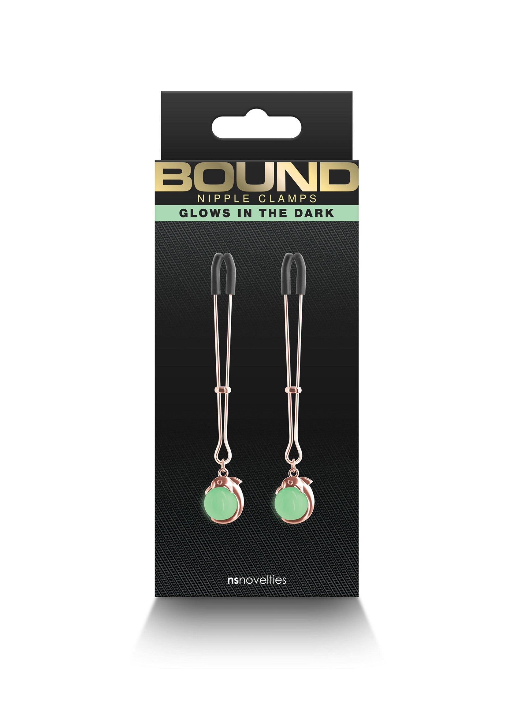 Serre-tétons Bound qui brillent dans le noir pour plus de fun! Jeu de rôle et plaisir garantis. Accessoires coquins.; Bound tepelklemmen die oplichten in het donker voor extra plezier! Rollenspel en plezier gegarandeerd. Kinky accessoires.; Bound nipple clamps that glow in the dark for extra fun! Role play and pleasure guaranteed. Kinky accessories.