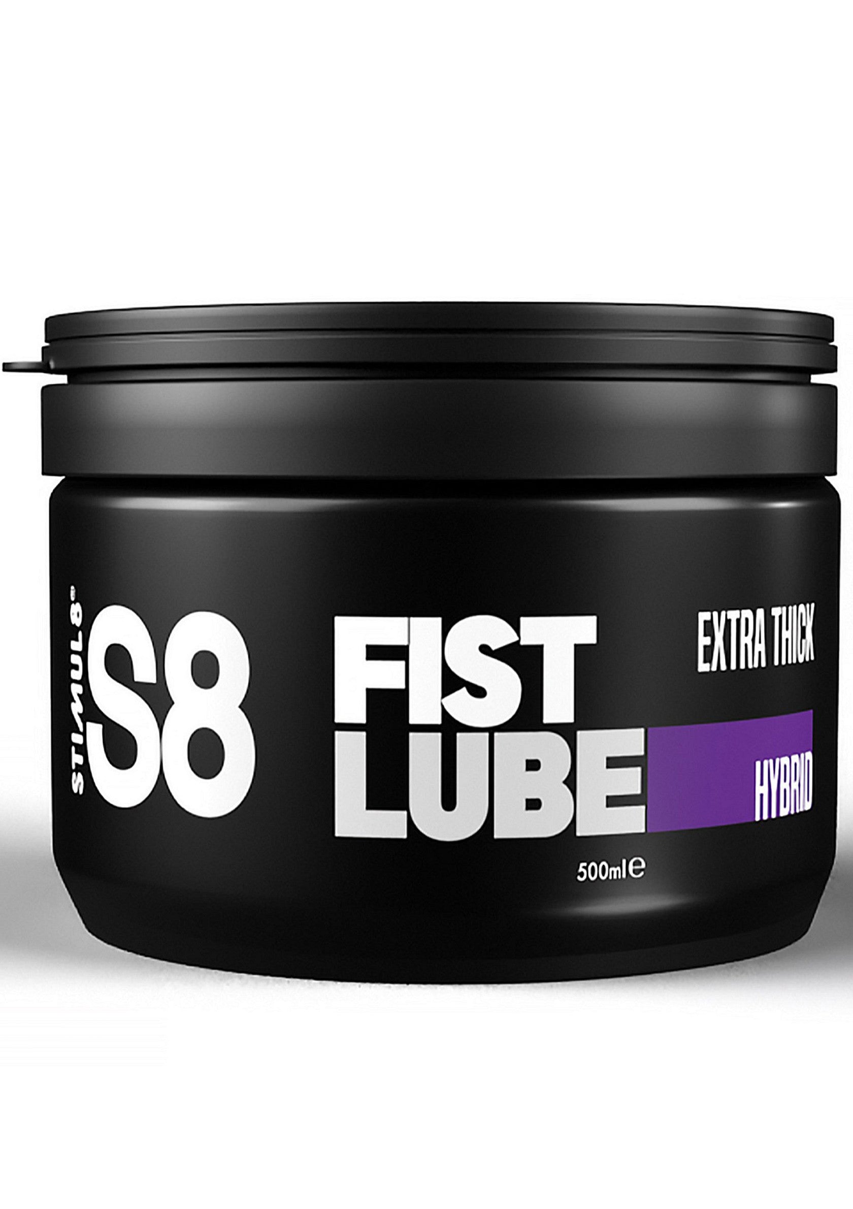 Lubrifiant S8 Fist Lube Extra Thick Hybrid. Pot de 500ml. Pour une pénétration anale confortable et sans douleur.; S8 Fist Lube Extra Thick Hybrid glijmiddel. Pot van 500ml. Voor comfortabele en pijnloze anale penetratie.; S8 Fist Lube Extra Thick Hybrid lubricant. 500ml jar. For comfortable and painless anal penetration.