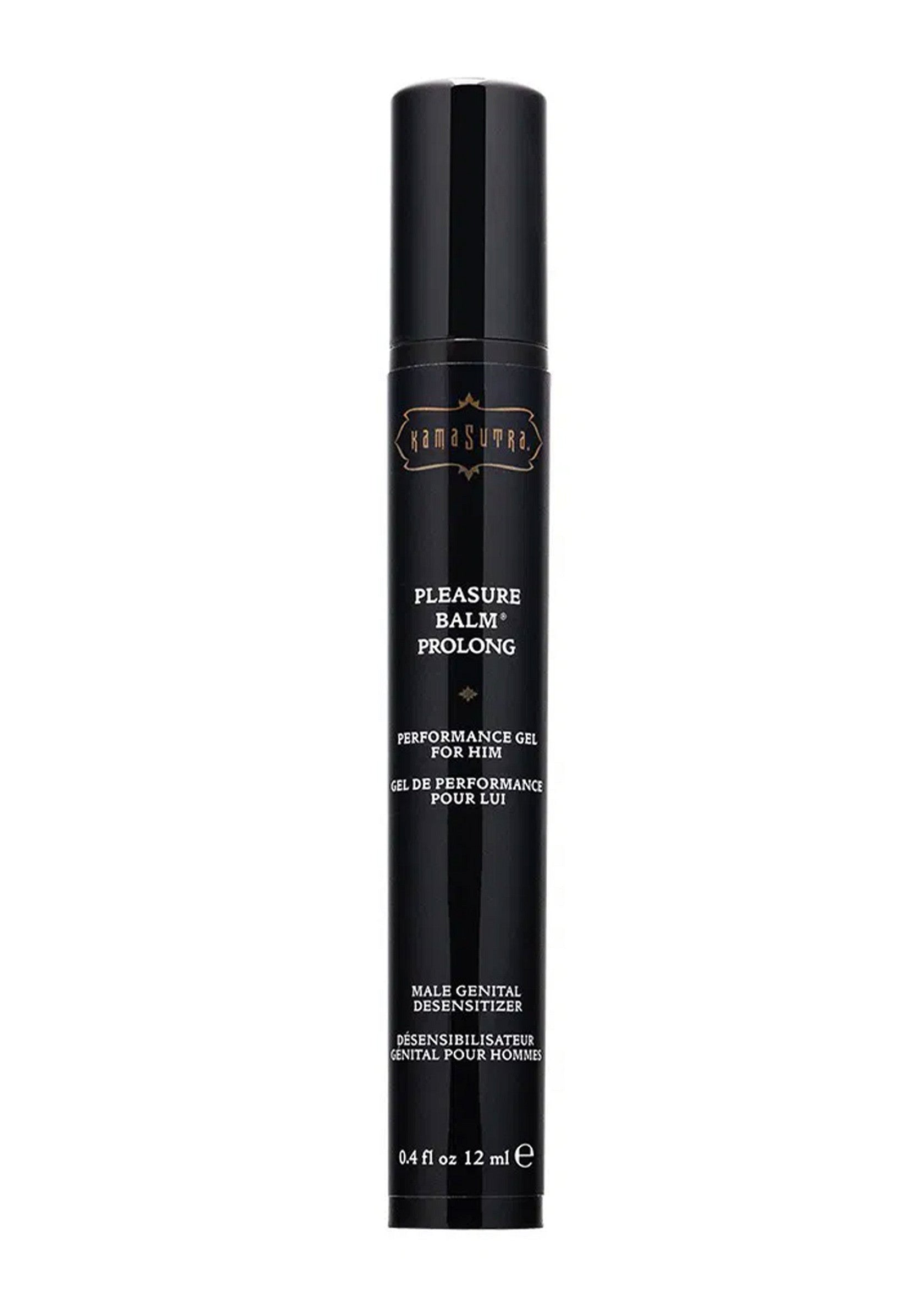 Baume plaisir Kama Sutra Prolong pour homme. Gel désensibilisant pour prolonger le plaisir. 12ml.; Kama Sutra Pleasure Balm Prolong voor mannen. Desensibiliserende gel om het plezier te verlengen. 12ml.; Kama Sutra Pleasure Balm Prolong for men. Desensitizing gel to prolong pleasure. 0.4 fl oz / 12ml.