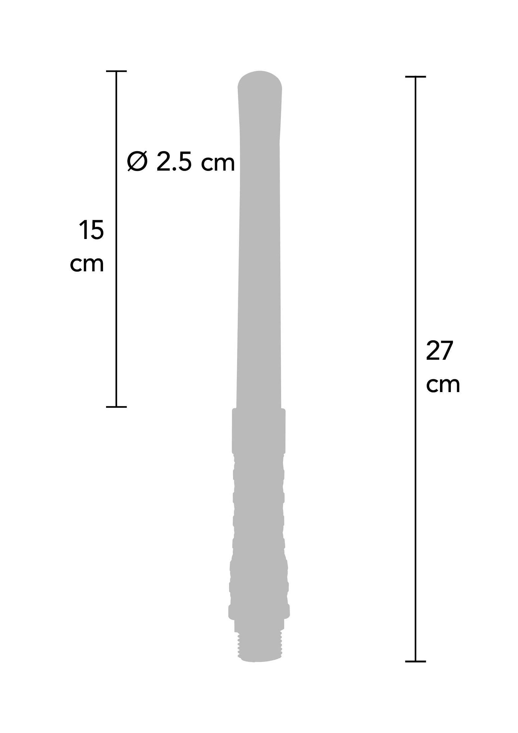 Dimensions du produit : hauteur totale 27 cm, diamètre 2,5 cm. Détails des mesures sur l'image.; Productafmetingen: totale hoogte 27 cm, diameter 2,5 cm. Maatvoeringdetails in afbeelding.; Product dimensions: total height 27 cm, diameter 2.5 cm. Measurement details in image.