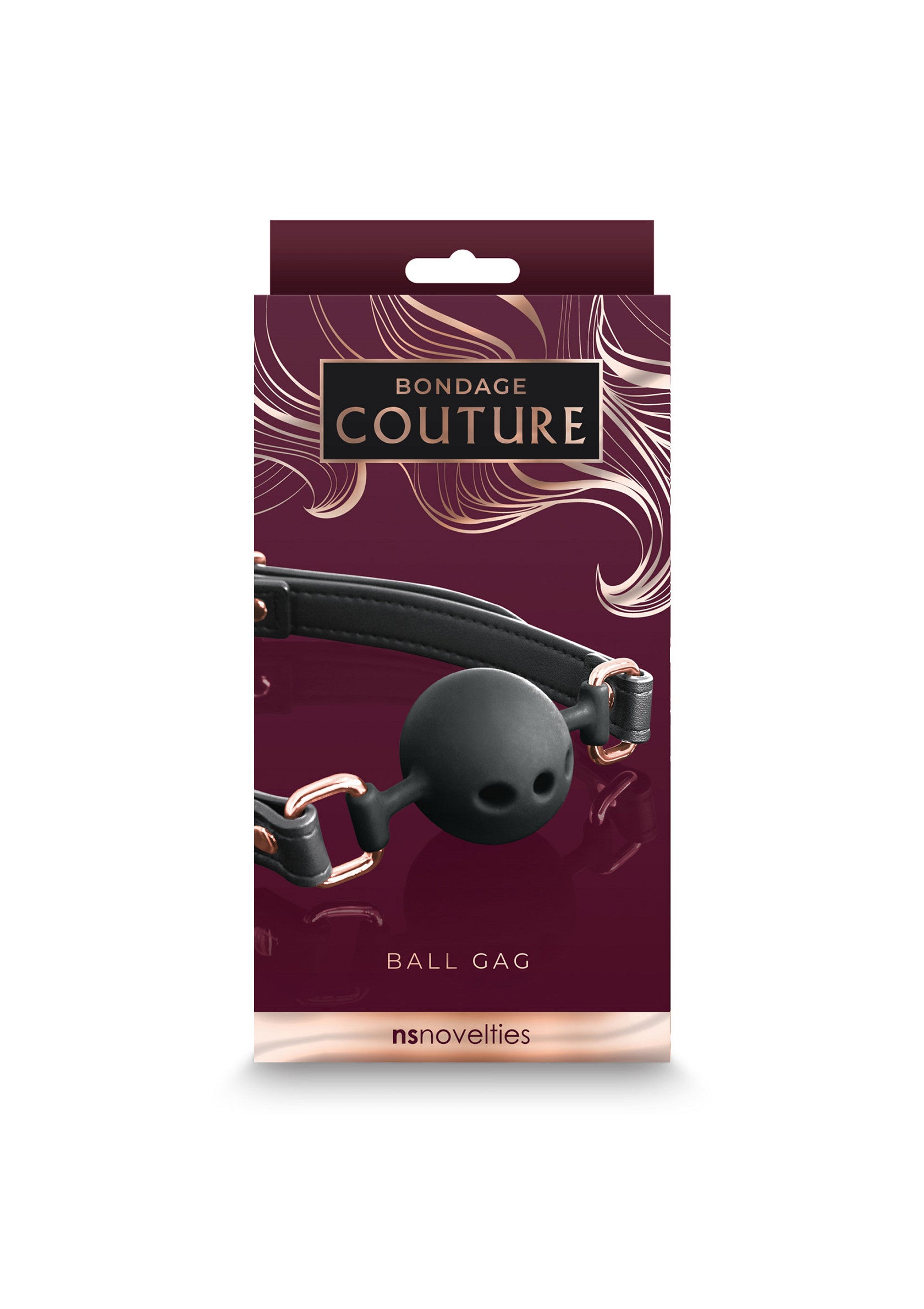 Bâillon boule Bondage Couture pour des jeux coquins et une soumission totale.; Bondage Couture balgag voor ondeugende spelletjes en totale onderwerping.; Bondage Couture ball gag for kinky games and total submission.