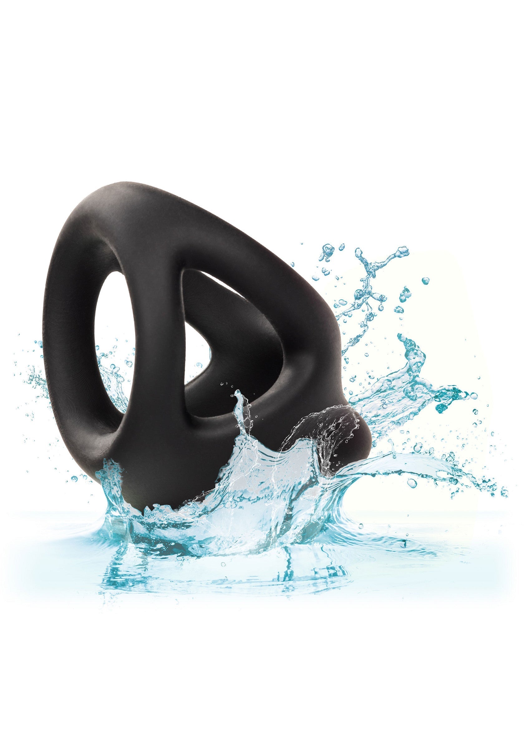 Anneau pénien noir étanche pour plus de plaisir et de sensations fortes.; Waterdichte zwarte penisring voor meer plezier en intense sensaties.; Waterproof black cock ring for enhanced pleasure and intense sensations.