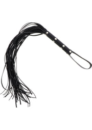 Cravache noire élégante, parfaite pour des jeux de rôle et des moments intimes.; Elegante zwarte zweep, perfect voor rollenspellen en intieme momenten.; Elegant black flogger, perfect for role play and intimate moments.