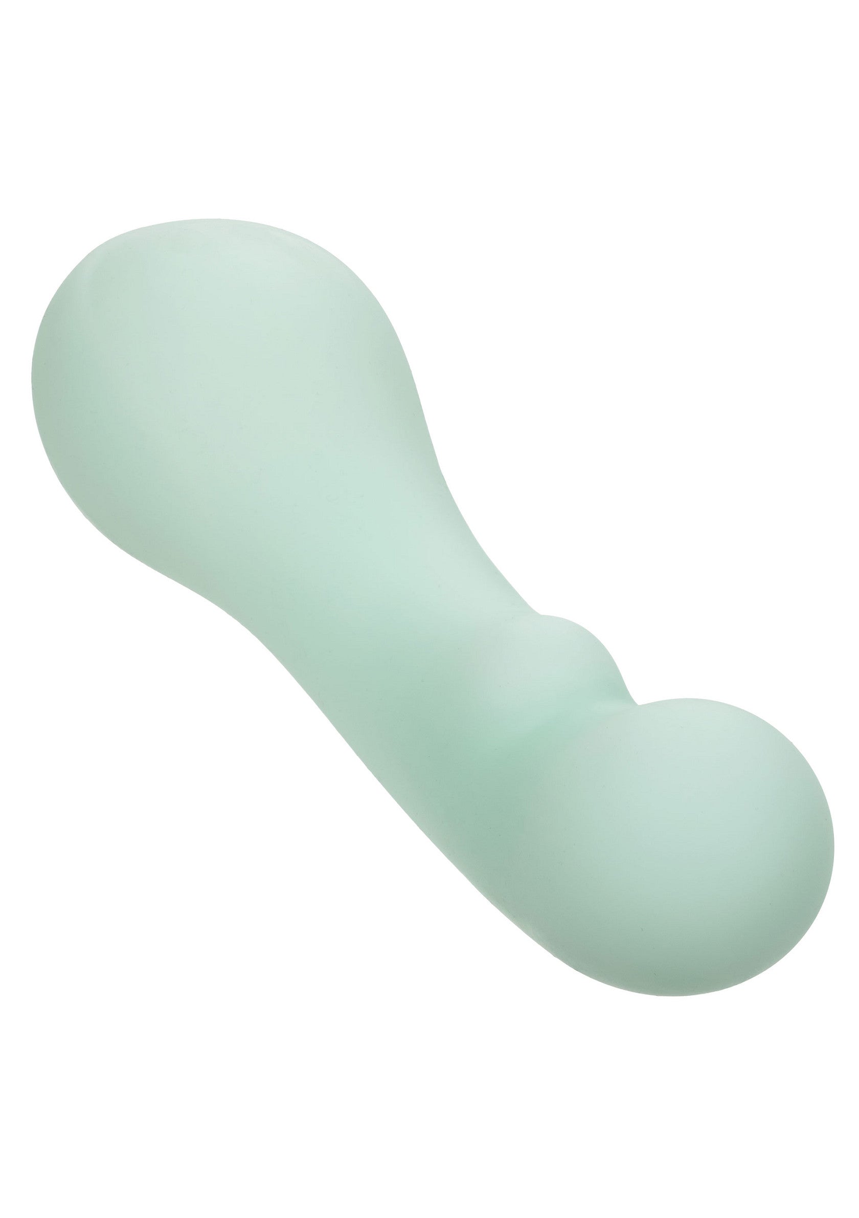 Vibromasseur double vert d'eau pour le plaisir féminin.; Zacht mintgroen dubbelwandige vibrator voor intiem plezier.; Soft mint green double sided vibrator for intimate pleasure.