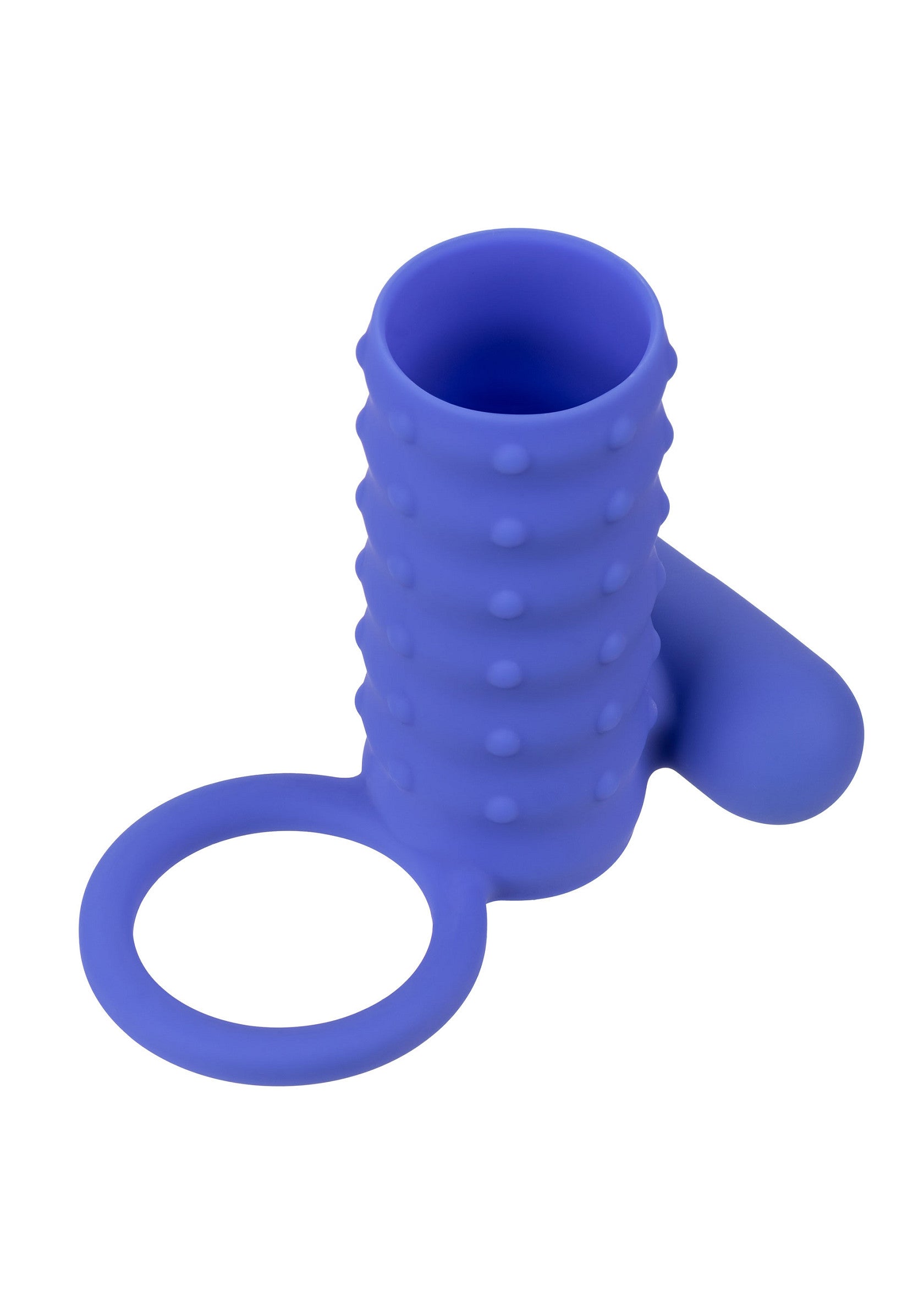 Anneau pénien texturé bleu pour plus de plaisir et de sensations.; Blauwe getextureerde penisring voor extra genot en sensaties.; Blue textured cock ring for extra pleasure and sensation.