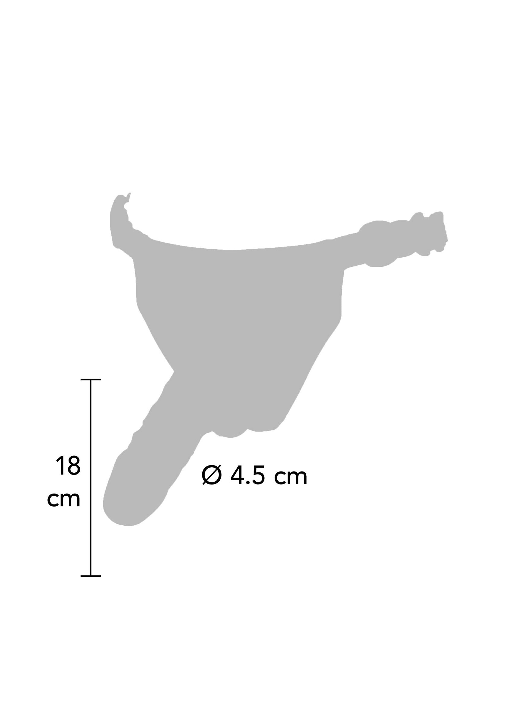 Dimensions du produit: 18 cm de longueur et 4.5 cm de diamètre.; Productafmetingen: 18 cm lengte en 4.5 cm diameter.; Product dimensions: 18 cm length and 4.5 cm diameter.
