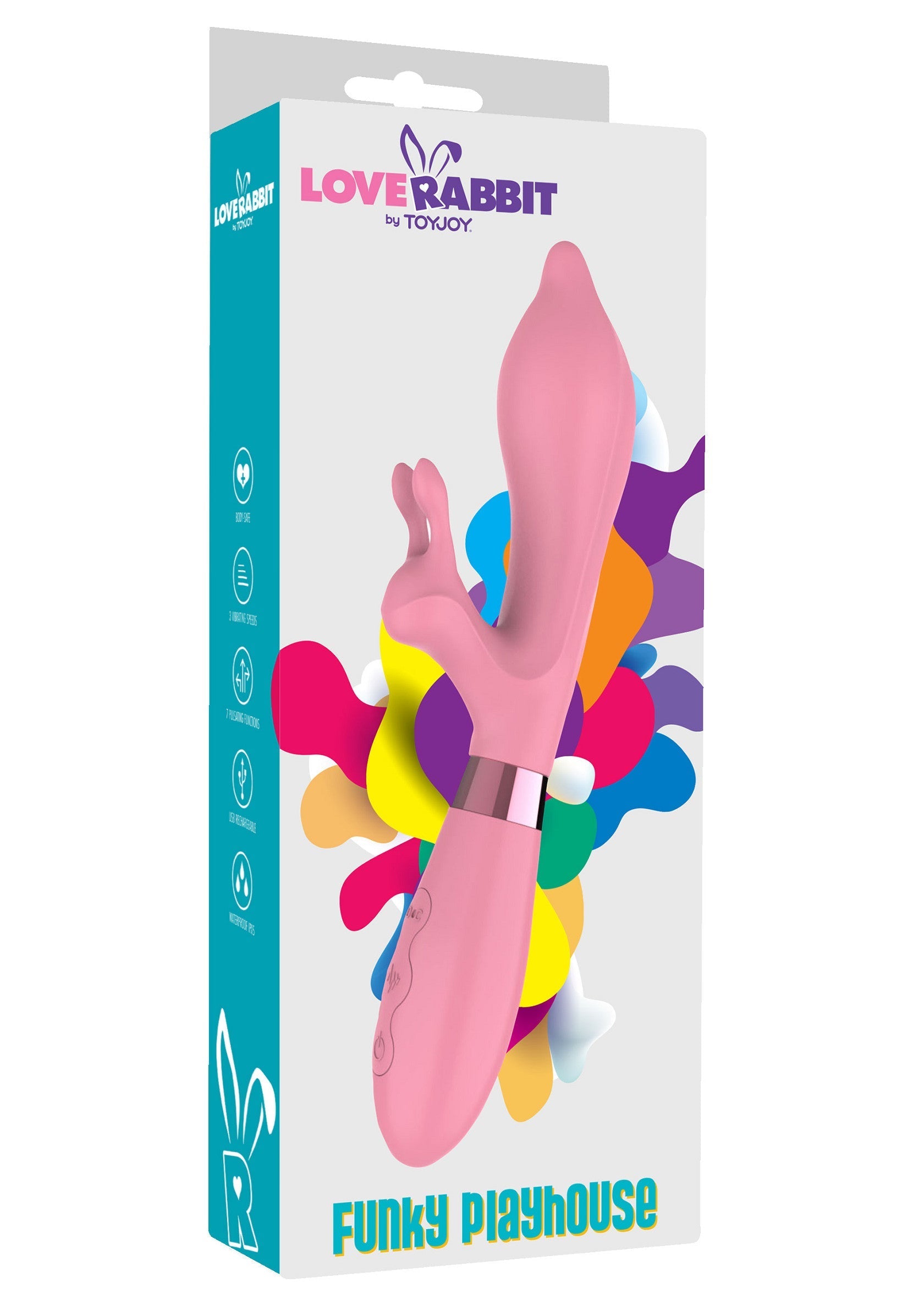LoveRabbit Funky Playhouse: vibromasseur vibrant rose pour le plaisir féminin, par ToyJoy.; LoveRabbit Funky Playhouse: roze vibrerende vibrator voor vrouwelijk genot, van ToyJoy.; LoveRabbit Funky Playhouse: pink vibrating vibrator for female pleasure, by ToyJoy.