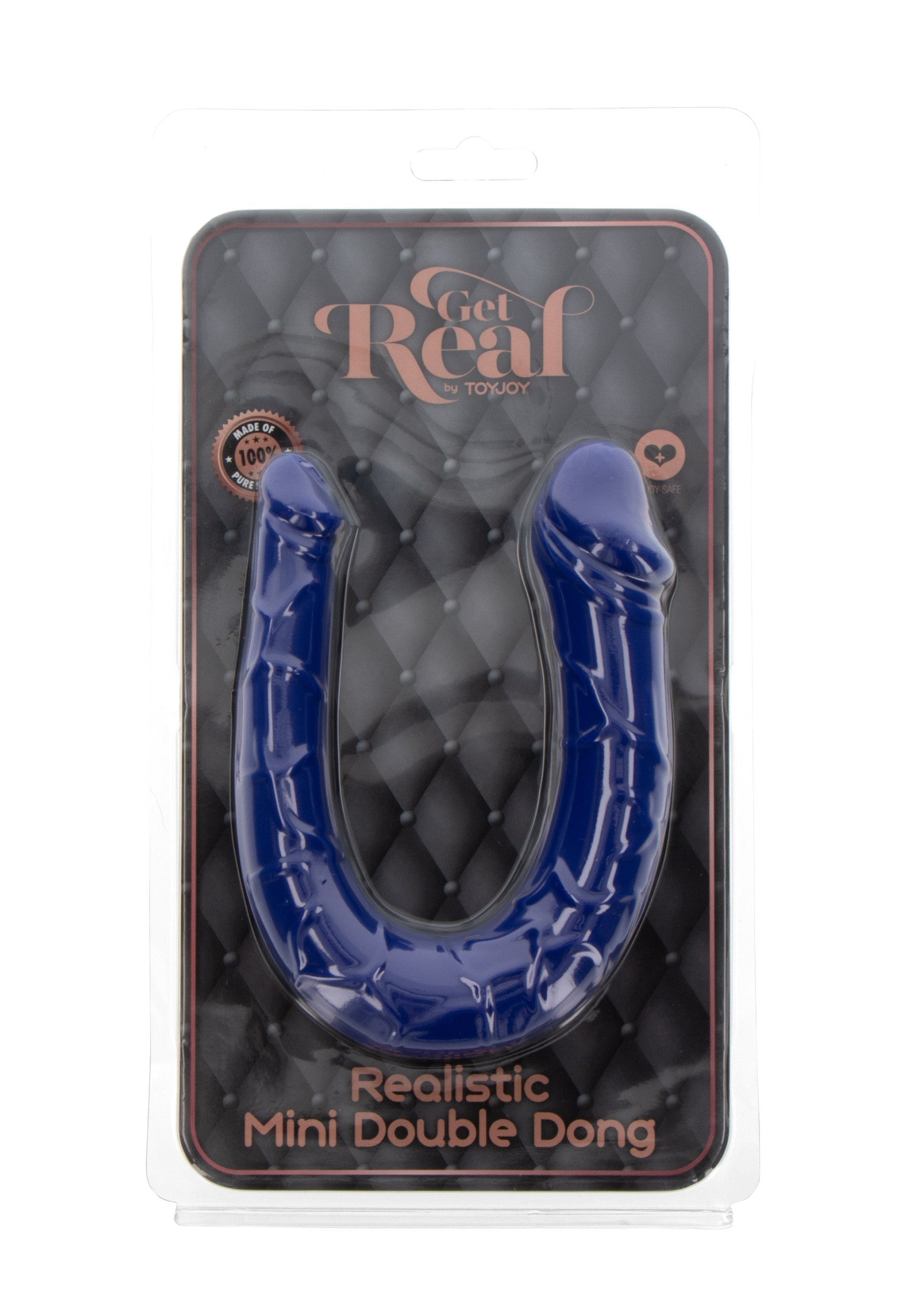 Mini Double Dong réaliste bleu de Get Real. Un jouet original pour des sensations intenses et partagées. Plaisir garanti!; Realistische mini dubbele dong blauw van Get Real. Een origineel speeltje voor intense en gedeelde sensaties. Plezier gegarandeerd!; Get Real blue realistic mini double dong. A novel toy for intense, shared sensations. Pleasure guaranteed!