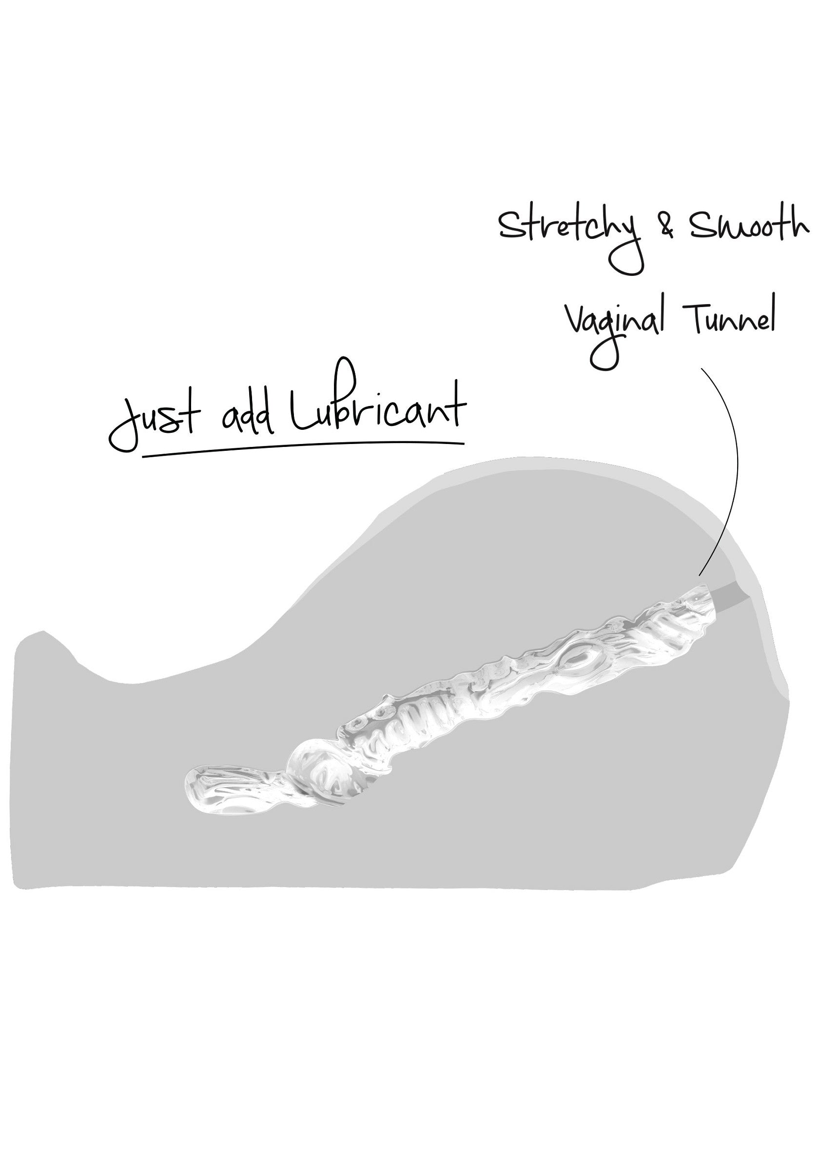 Tunnel vaginal extensible et lisse, 'Juste ajouter du lubrifiant'. Boutique en ligne spécialisée dans le plaisir.; Rekbare en gladde vaginale tunnel, 'Voeg gewoon glijmiddel toe'. Online winkel gespecialiseerd in plezier.; Stretchy & smooth vaginal tunnel, 'Just add lubricant'. Online shop specializing in pleasure products.