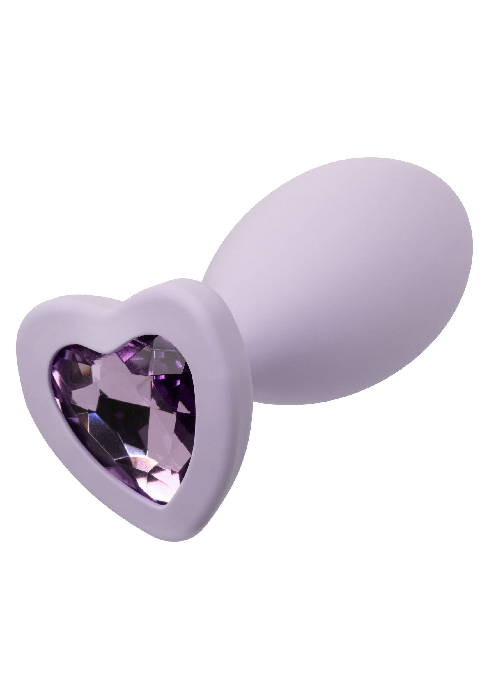 Plug anal lilas avec bijou en forme de cœur violet pour une touche d'élégance et de plaisir.; Lila anale plug met paarse hartvormige steen voor een vleugje elegantie en plezier.; Lilac anal plug with purple heart jewel for a touch of elegance and pleasure.