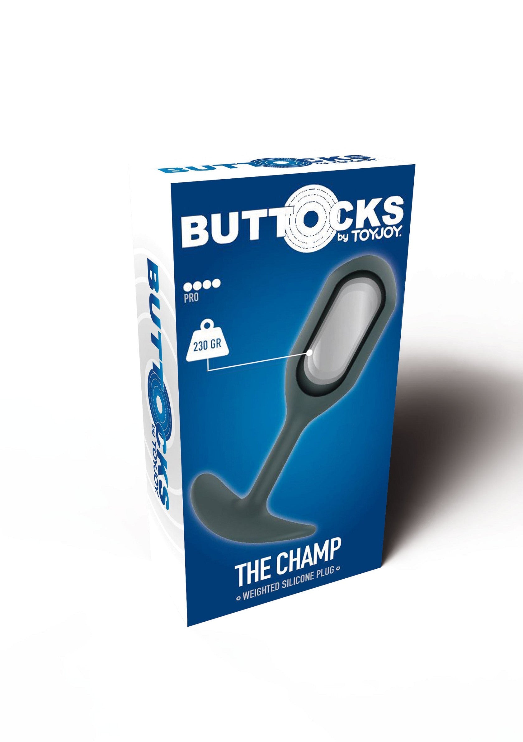 Buttocks The Champ, un plug anal lesté en silicone pour une sensation unique et intense. Osez le plaisir!; Buttocks The Champ, een verzwaarde siliconen anaalplug voor een uniek en intens gevoel. Durf het plezier te beleven!; Buttocks The Champ, a weighted silicone anal plug for a unique, intense sensation. Dare to experience the pleasure!