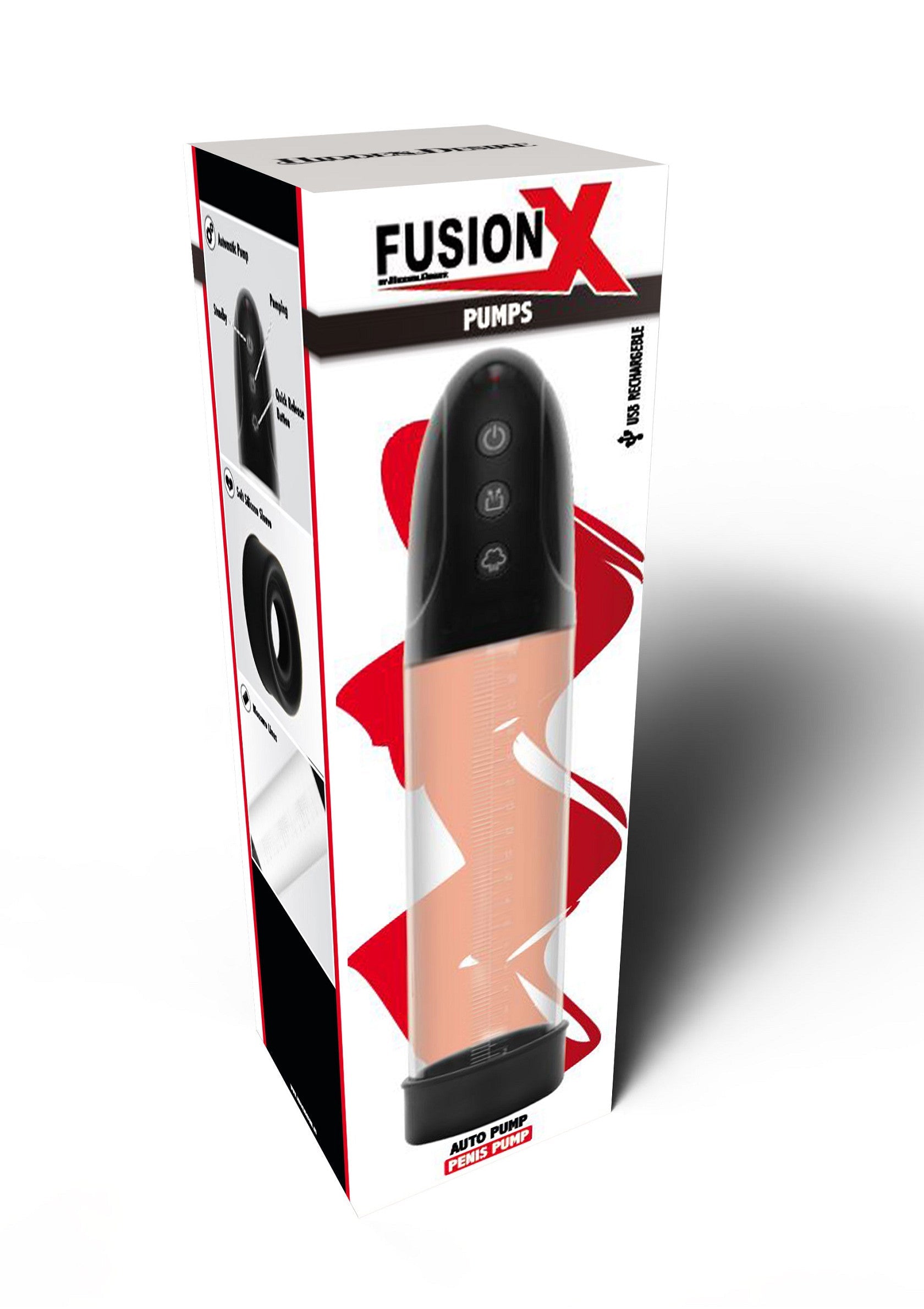 Fusion X Pompes : Pompe pénienne rechargeable USB pour améliorer la taille et la performance.; Fusion X Pompen: USB-oplaadbare penispomp voor verbeterde grootte en prestaties.; Fusion X Pumps: USB rechargeable penis pump for enhanced size and performance.