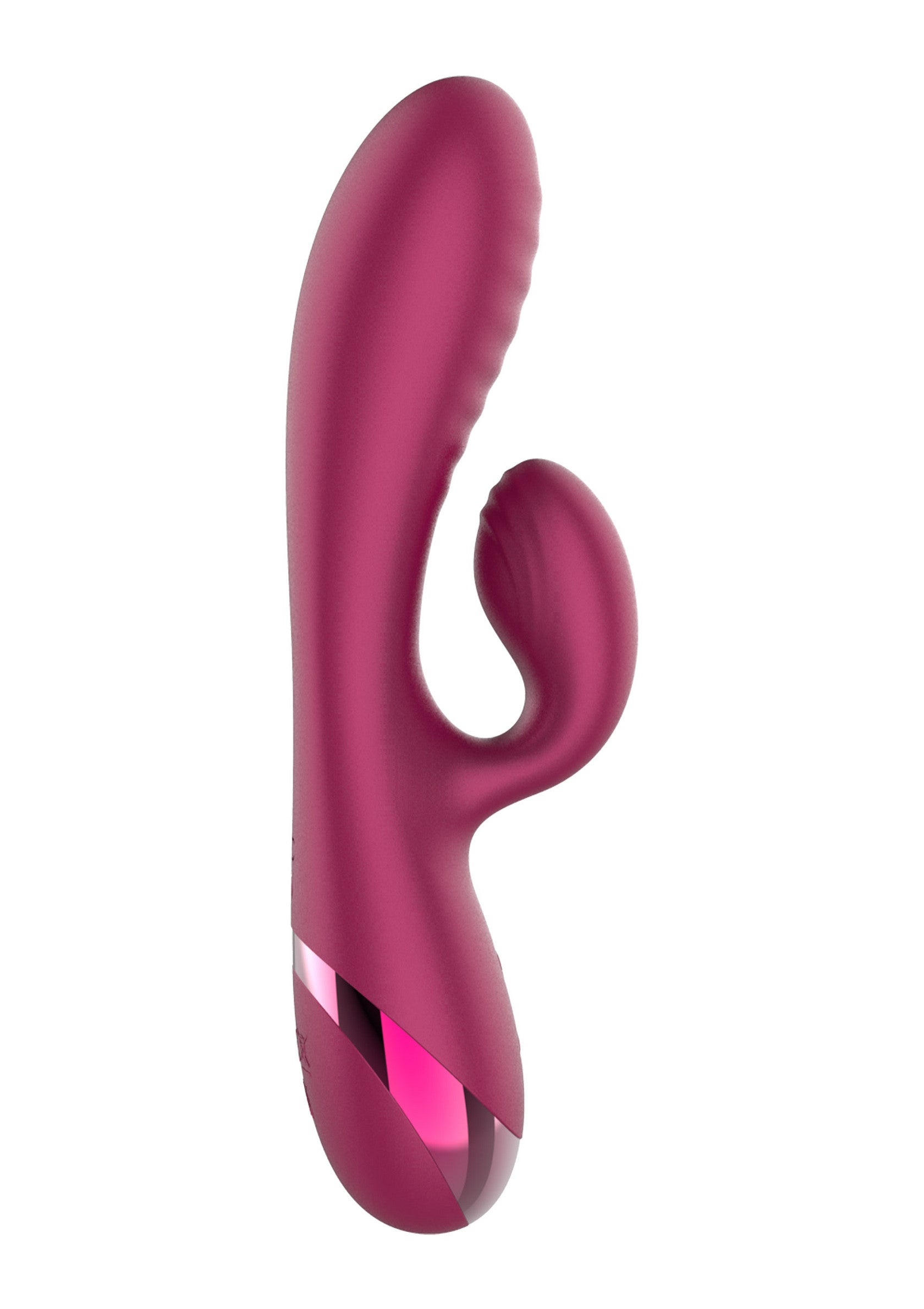 Vibromasseur rose pour le plaisir solitaire ou en couple.; Roze vibrator voor solo of partner plezier.; Pink vibrator for solo or partner pleasure.