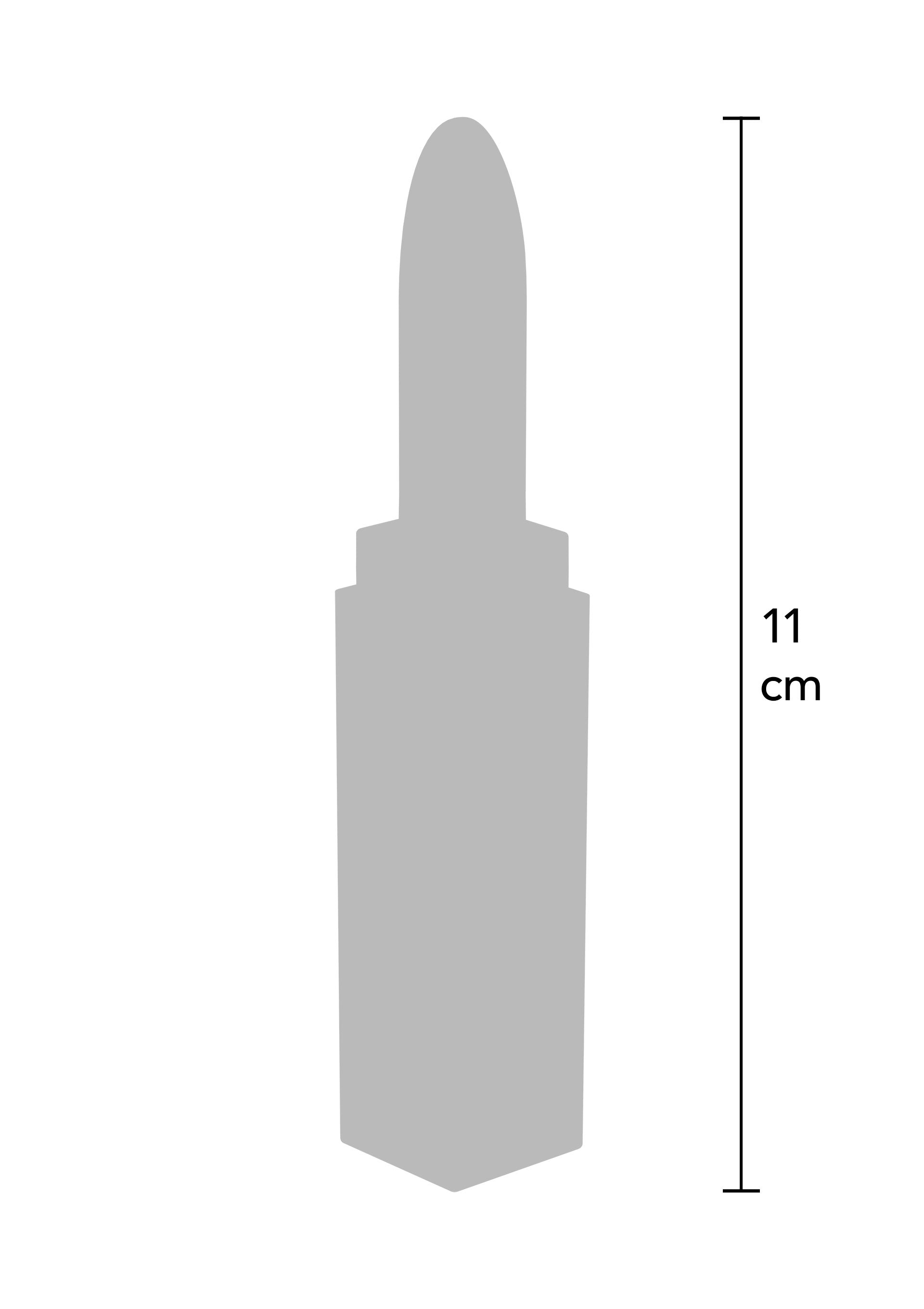 Illustration d'un rouge à lèvres avec une hauteur de 11 cm, idéal pour visualiser la taille avant l'achat.; Illustratie van een lippenstift met een hoogte van 11 cm, ideaal om de grootte te visualiseren voor de aankoop.; Illustration of a lipstick with a height of 11 cm, ideal for visualizing the size before purchase.