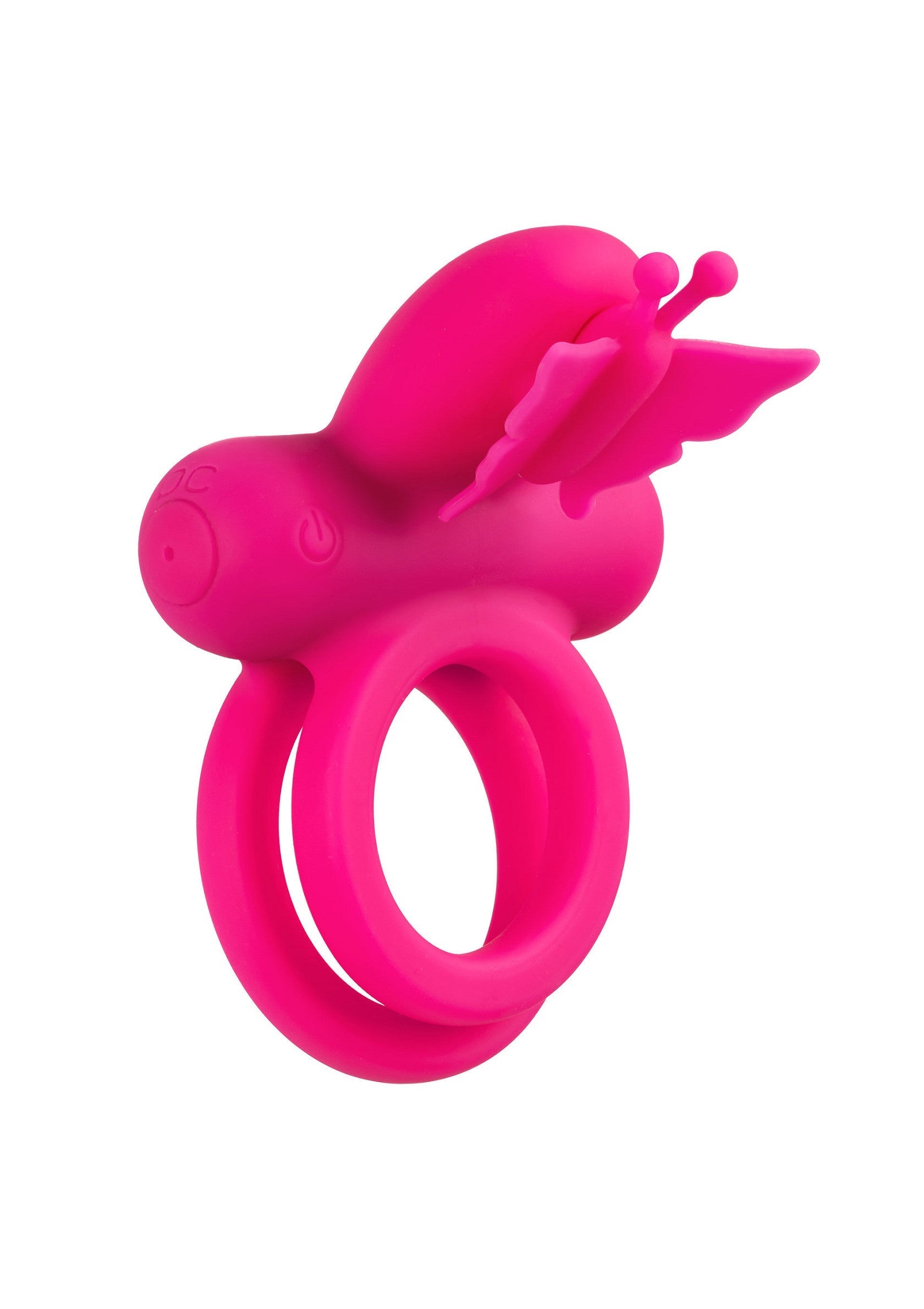Anneau vibrant rose en forme de papillon pour plus de plaisir!; Roze vibrerende ring in de vorm van een vlinder voor extra plezier!; Pink vibrating ring in the shape of a butterfly for extra pleasure!