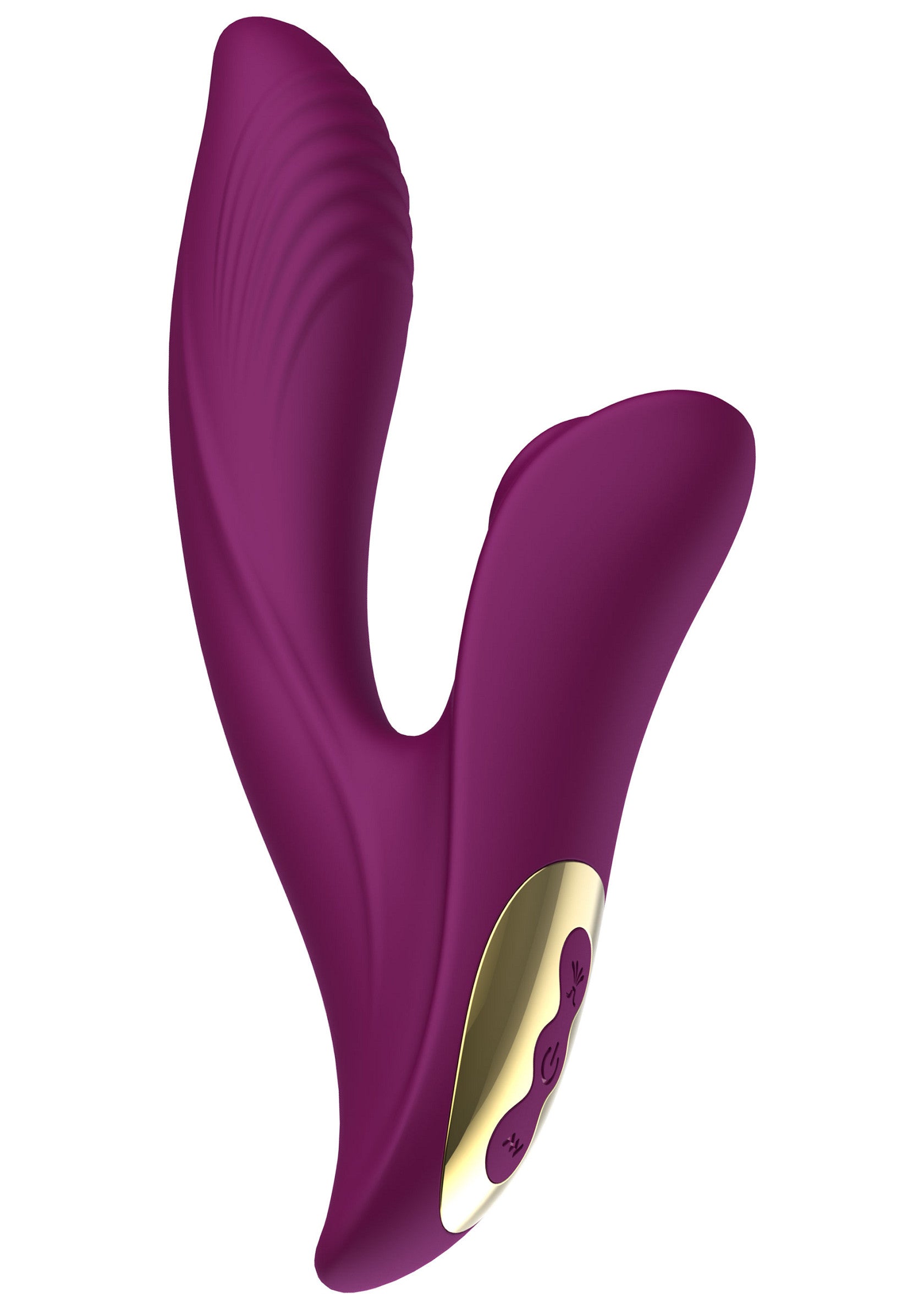Vibromasseur double stimulant violet pour un plaisir intense et varié. Design élégant et ergonomique.; Paarse dubbel stimulerende vibrator voor intense en gevarieerde ervaring. Elegant en ergonomisch ontwerp.; Purple dual-stimulating vibrator for intense & varied pleasure. Stylish, ergonomic design for easy use.