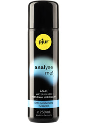Lubrifiant anal à base d'eau pjur Analyse Me! 250ml avec hyaluron hydratant. Pour un plaisir plus doux et une glisse parfaite.; Pjur Analyse Me! anaal glijmiddel op waterbasis 250ml met hydraterend hyaluron. Voor zachter genot en perfecte gladheid.; Pjur Analyse Me! anal water-based lubricant 250ml with moisturizing hyaluron. For softer pleasure and perfect glide.