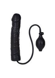 Gode noir avec poire de gonflage pour un plaisir intense et personnalisé.; Zwarte dildo met opblaasbare pomp voor intens en op maat gemaakt plezier.; Black dildo with inflation bulb for intense and customized pleasure.