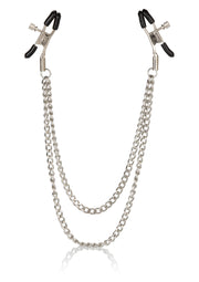 Pinces à tétons réglables avec chaîne. Accessoire de jeu pour adultes.; Verstelbare tepelklemmen met ketting. Speelgoed voor volwassenen.; Adjustable nipple clamps with chain. Adult play accessory.