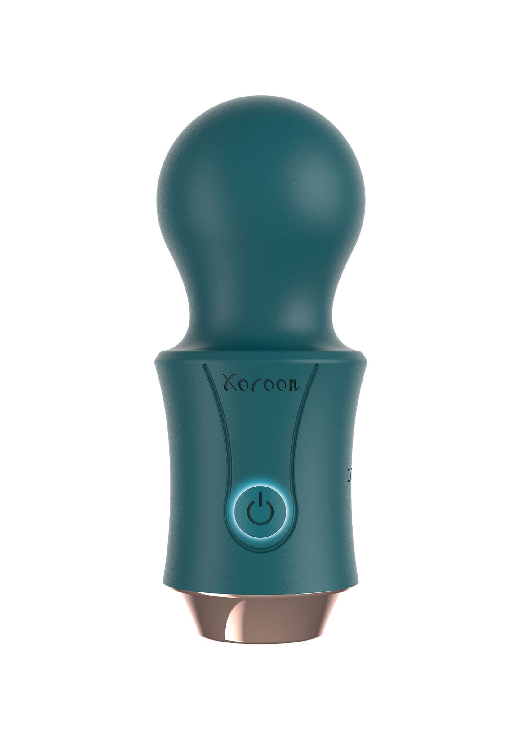 Masseur personnel Xoroon en turquoise avec bouton d'alimentation lumineux. Compact et discret pour une utilisation facile.; Xoroon persoonlijke stimulator in turquoise met verlichte aan/uit knop. Compact en discreet voor eenvoudig gebruik.; Xoroon personal massager in turquoise with lighted power button. Compact and discreet for easy use.
