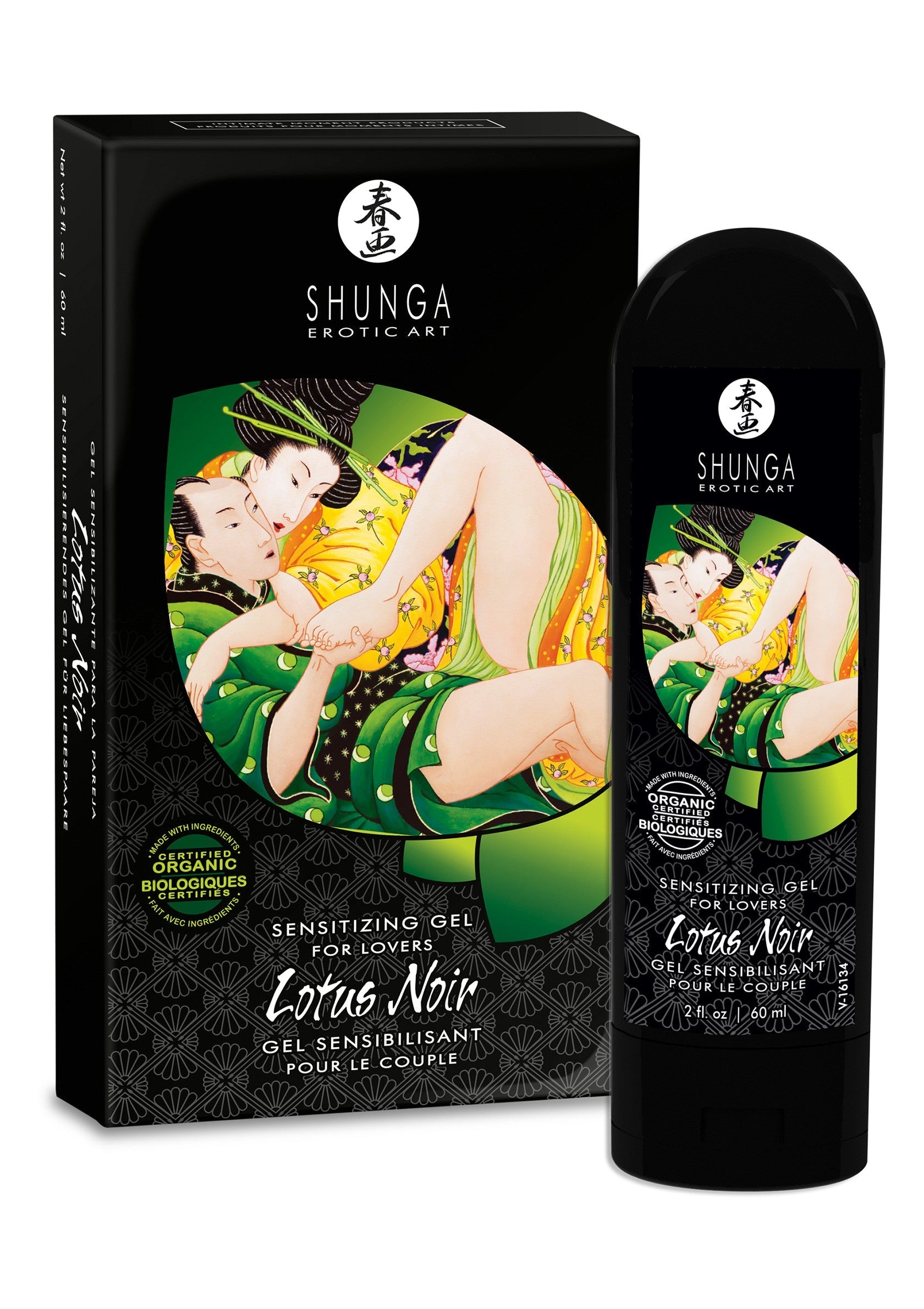 Shunga Lotus Noir, gel sensibilisant pour couples. Expérimentez un plaisir intense avec ce gel stimulant et sensuel.; Shunga Lotus Noir, sensibiliserende gel voor koppels. Ervaar intense plezier met deze stimulerende en sensuele gel.; Shunga Lotus Noir sensitizing gel for lovers. Experience intense pleasure with this stimulating and sensual gel.