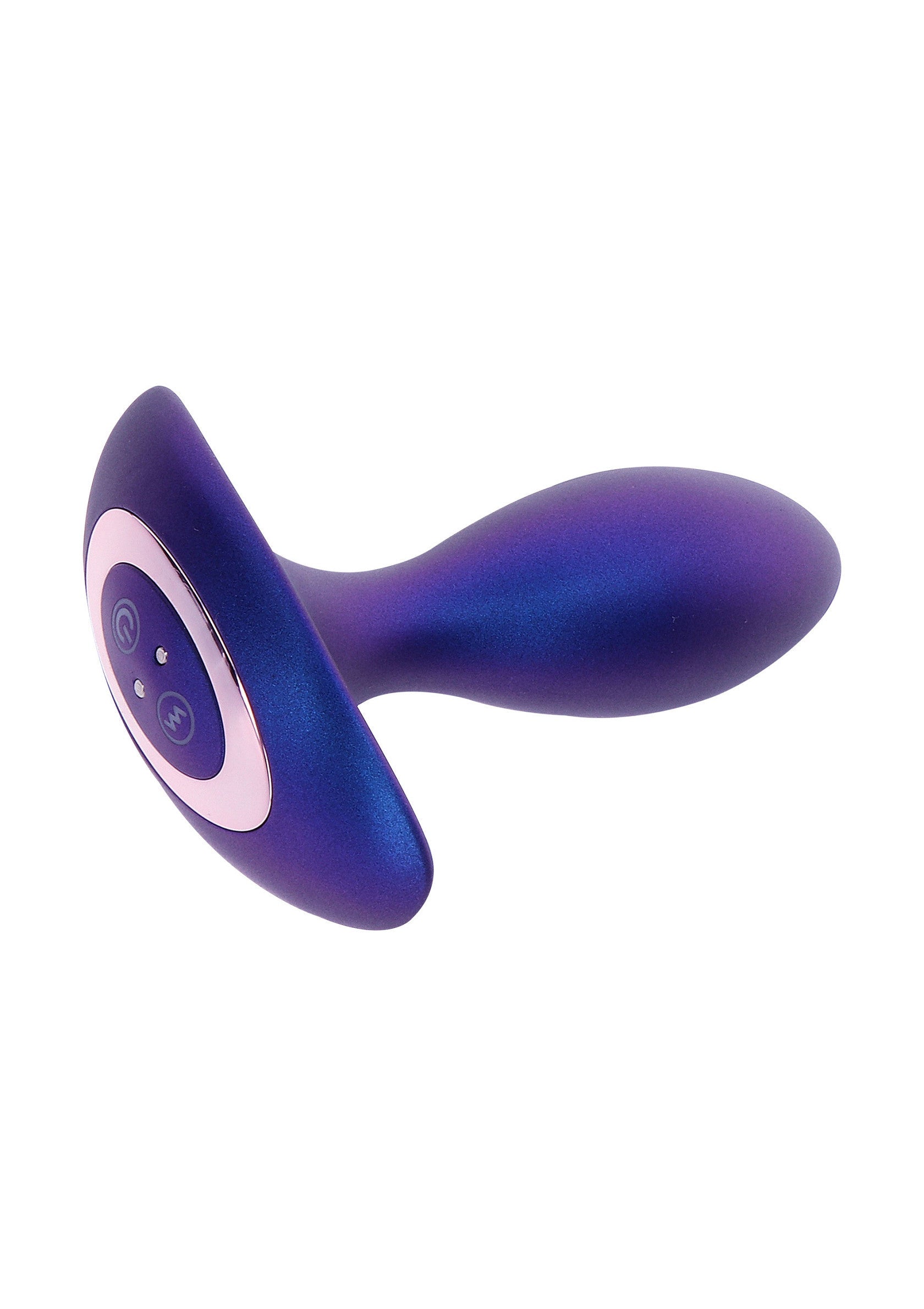 Plug anal vibrant bleu et violet pour le plaisir intime.; Blauwe en paarse vibrerende anale plug voor intiem plezier.; Blue and purple vibrating butt plug for intimate pleasure.