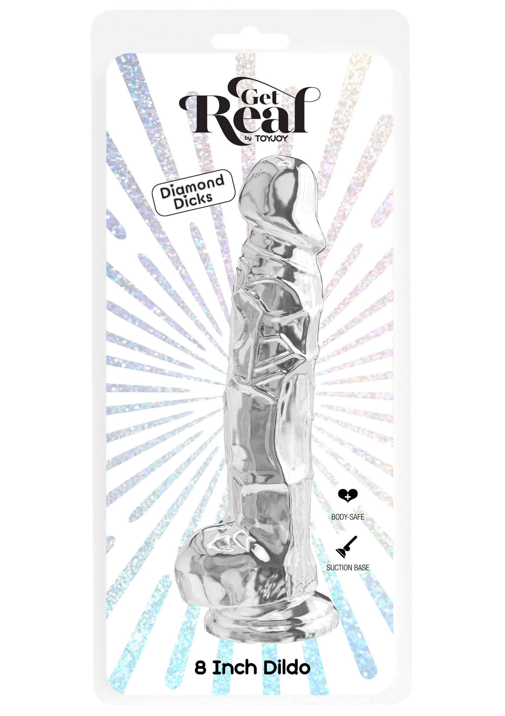 ToyJoy Get Real Diamond Dicks dildo 20 cm, sans danger pour le corps et avec base à ventouse.; ToyJoy Get Real Diamond Dicks dildo 20 cm, lichaamsveilig en met zuignap.; ToyJoy Get Real Diamond Dicks dildo 8 inch, body-safe and with suction base.