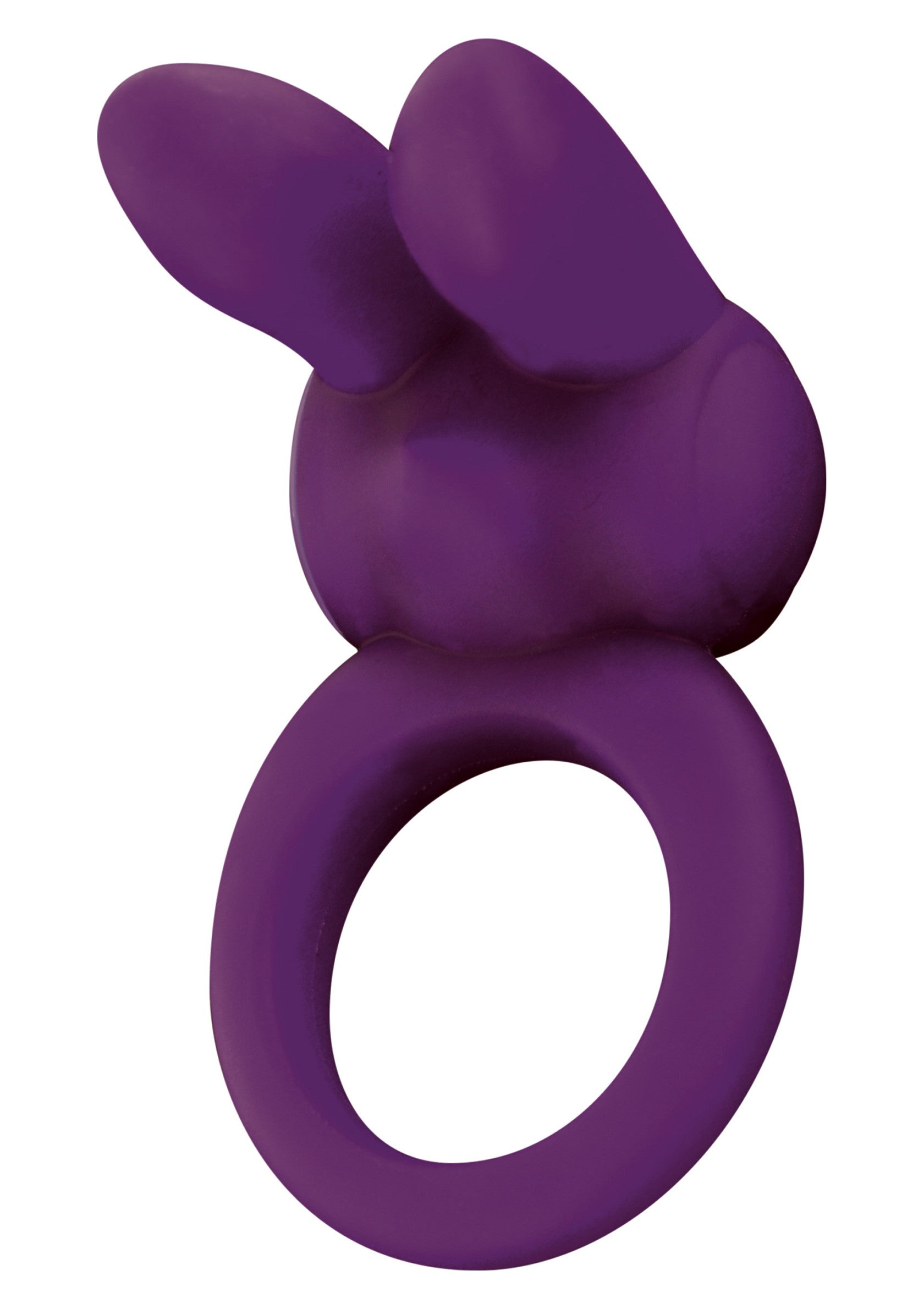 Anneau pénien vibrant violet avec oreilles de lapin pour plus de plaisir.; Paarse vibrerende penisring met konijnenoortjes voor extra plezier.; Purple vibrating cock ring with bunny ears for extra pleasure.