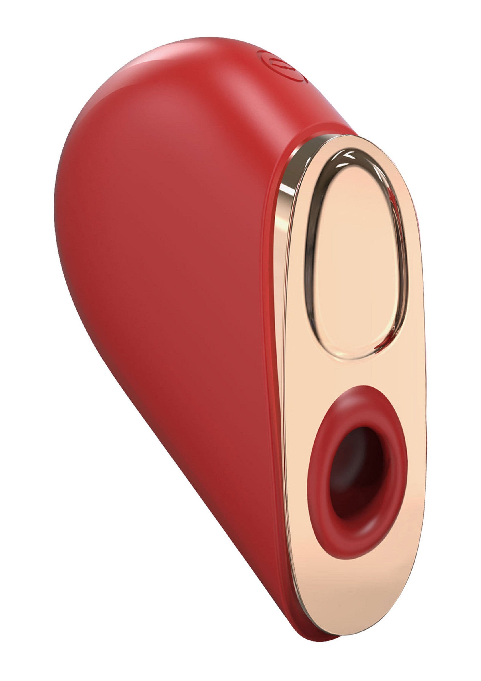 Masseur clitoridien rouge élégant avec des détails dorés pour un plaisir ultime. Découvrez la sensualité.; Elegante rode clitorisstimulator met gouden accenten voor ultiem genot. Ontdek sensualiteit.; Sleek red clitoral massager with gold accents for ultimate pleasure. Discover sensuality.
