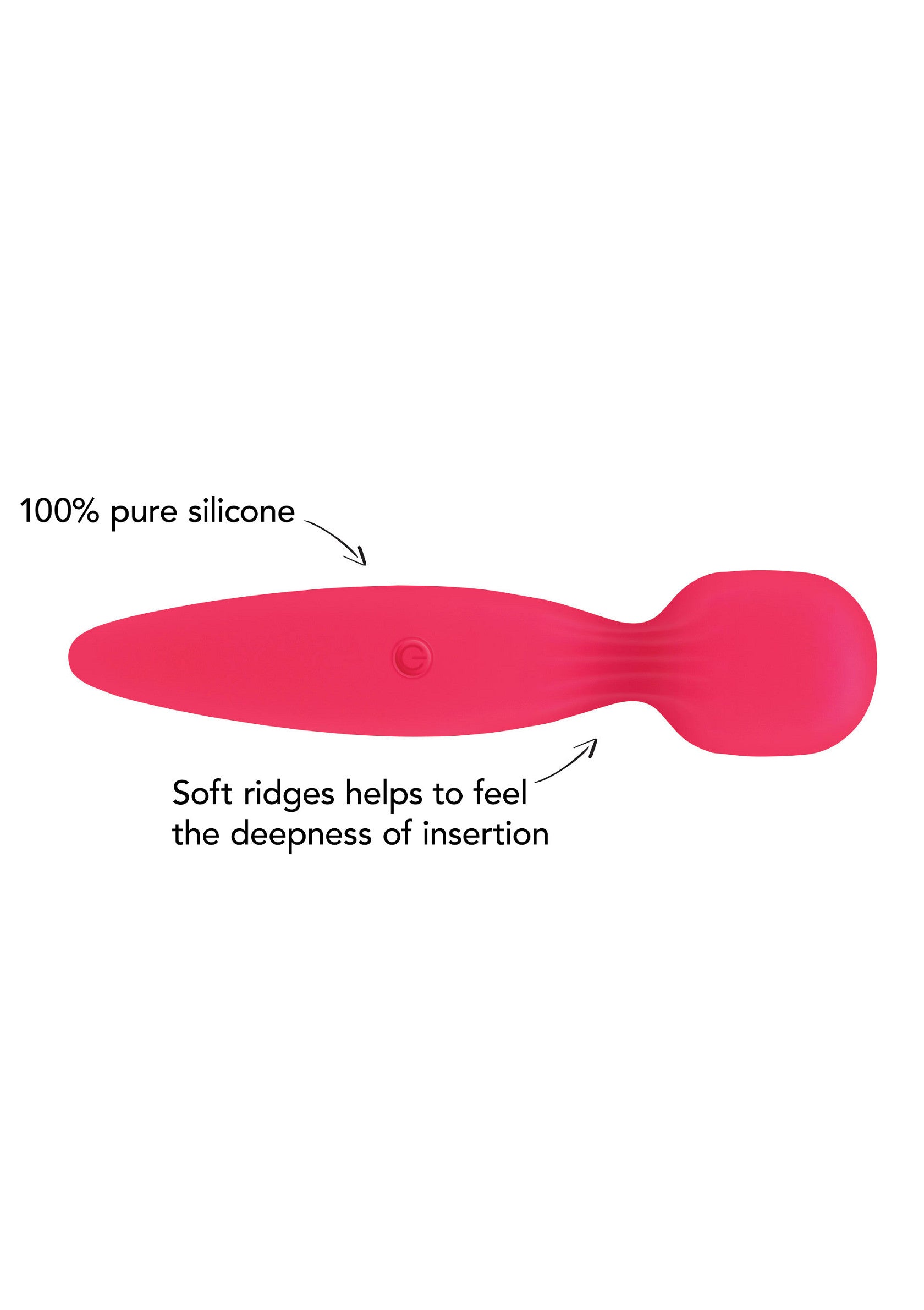 Stimulateur vaginal en silicone rose avec des crêtes pour une insertion en profondeur.; Roze siliconen vaginale stimulator met ribbels voor diepe penetratie.; Pink silicone vaginal stimulator with ridges for deep insertion.