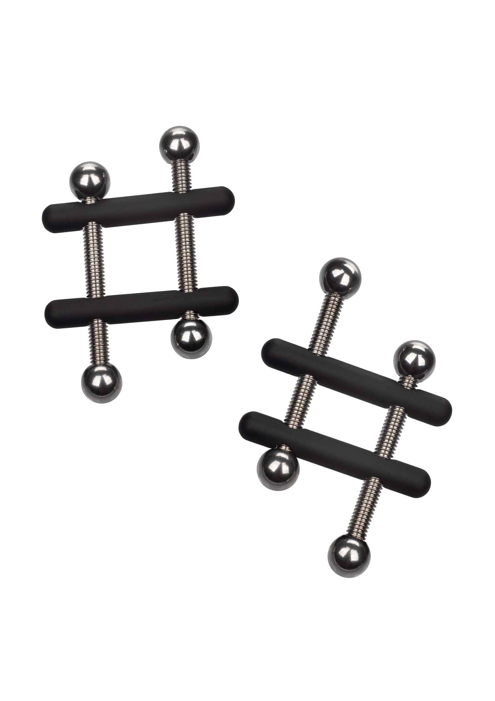 Pinces à tétons réglables pour des sensations intenses et personnalisables.; Verstelbare tepelklemmen voor intense en aanpasbare sensaties.; Adjustable nipple clamps for intense and customizable sensations.