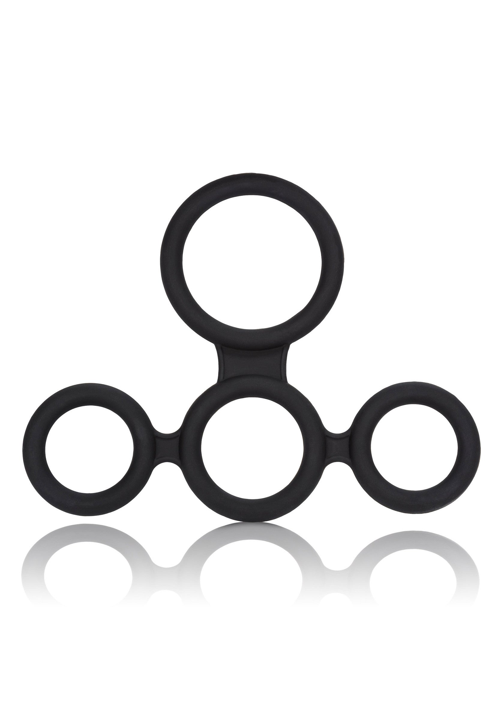 Anneau pénien triple noir pour une stimulation accrue et une érection plus dure.; Zwarte triple penisring voor verhoogde stimulatie en een hardere erectie.; Black triple cock ring for enhanced stimulation and a harder erection.
