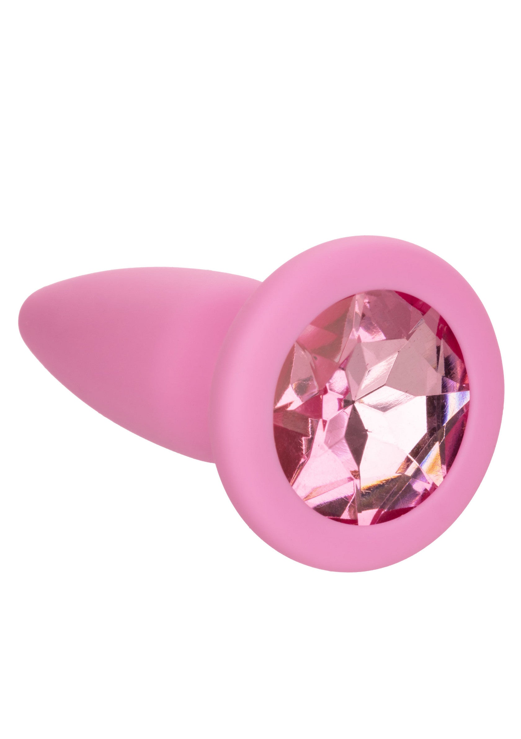 Plug anal rose avec une pierre précieuse rose étincelante.; Roze buttplug met een glinsterende roze edelsteen.; Pink butt plug with a sparkling pink gemstone.