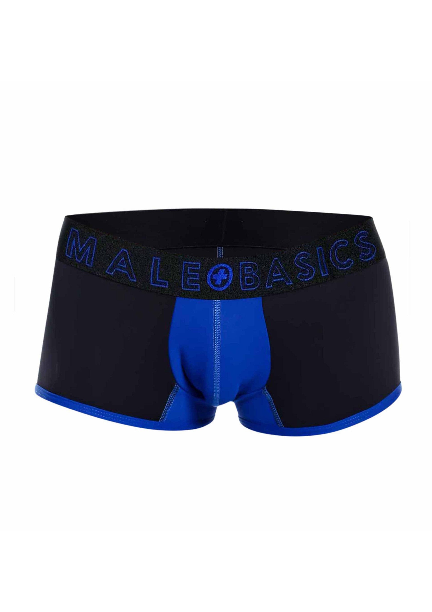 Boxer pour hommes Malebasics noir et bleu. Confort et style au quotidien.; Malebasics boxer voor heren, zwart en blauw. Comfort en stijl voor elke dag.; Malebasics black and blue men's boxer briefs. Everyday comfort and style.