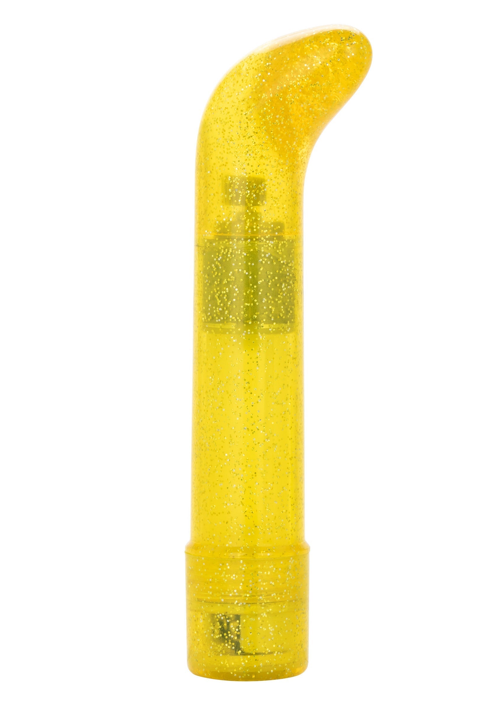 Vibromasseur jaune étincelant pour le plaisir intime et la détente.; Sprankelende gele vibrator voor intiem plezier en ontspanning.; Sparkling yellow vibrator for intimate pleasure and relaxation.