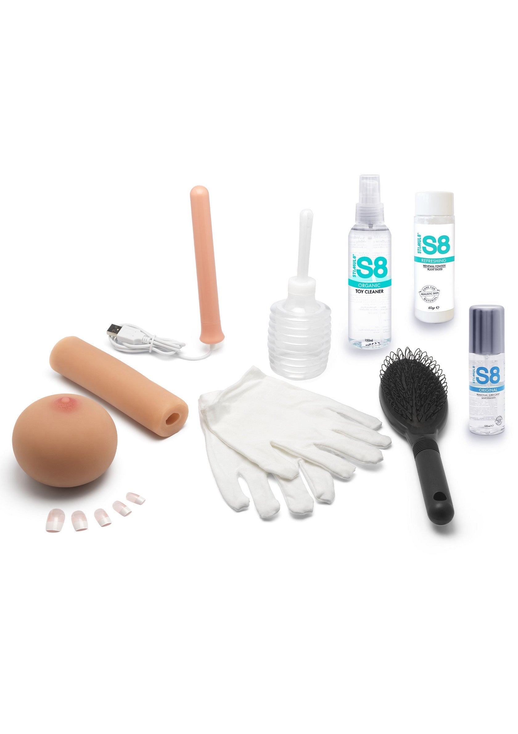 Kit complet de poupée sexuelle réaliste avec accessoires de nettoyage et d'entretien. Idéal pour une expérience intime personnalisable.; Complete realistische sekspoppenkit met schoonmaak- en onderhoudsaccessoires. Ideaal voor een aanpasbare intieme ervaring.; Complete realistic sex doll kit with cleaning and maintenance accessories. Ideal for a customizable intimate experience.