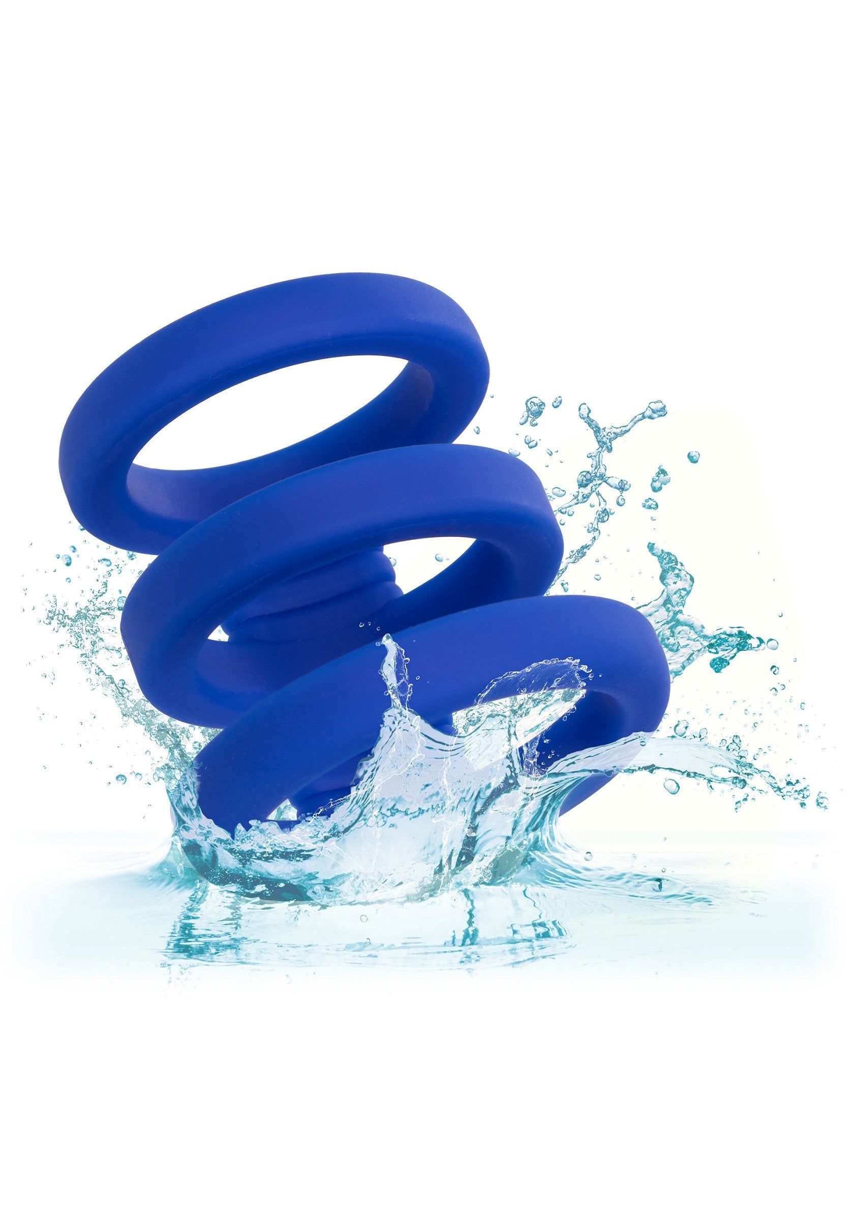 Anneaux de pénis bleus étanches pour plus de plaisir et de performance.; Waterdichte blauwe penisringen voor meer plezier en prestaties.; Waterproof blue cock rings for enhanced pleasure and performance.