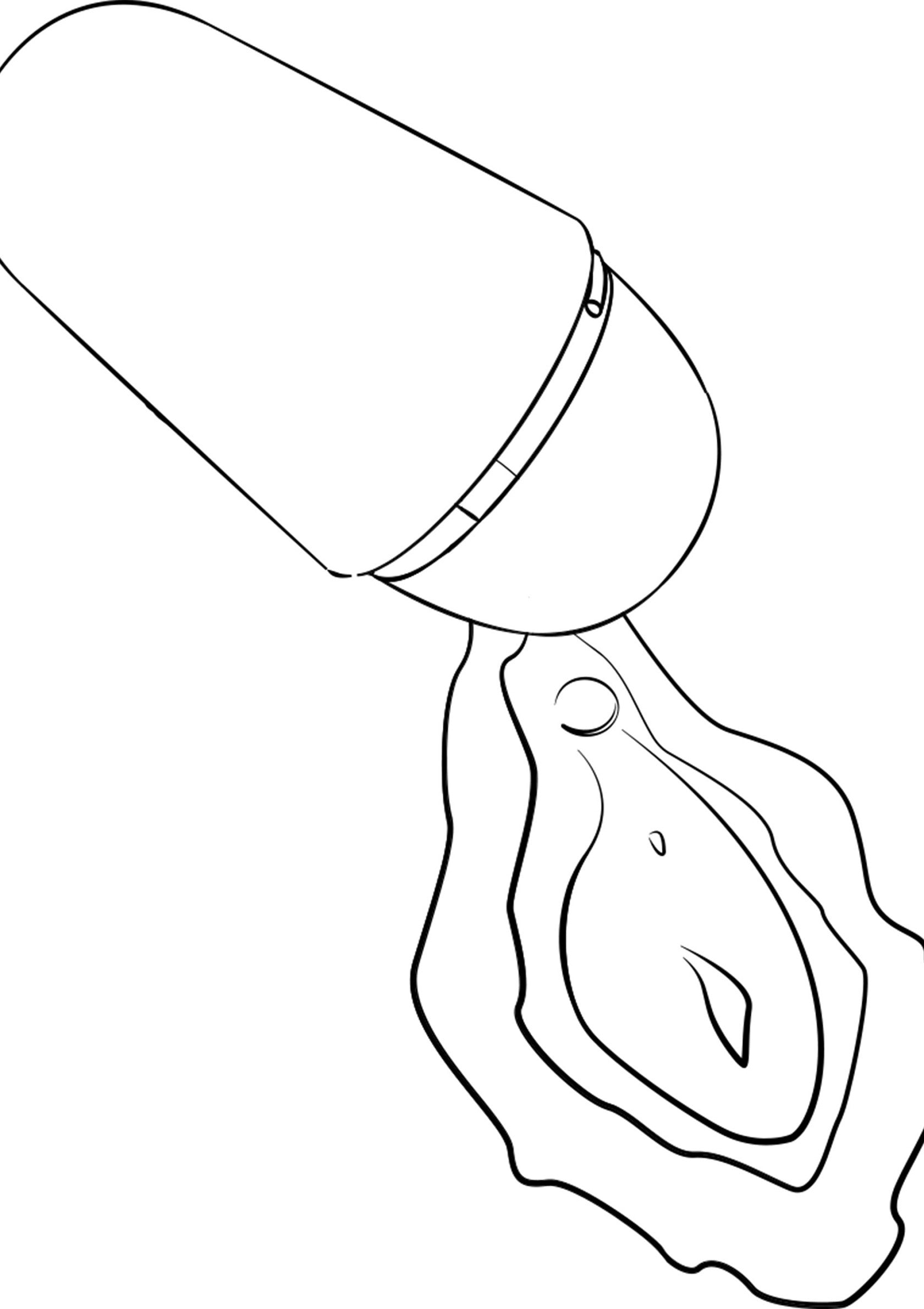 Illustration d'une huître et d'une salière, idéale pour la cuisine et les fruits de mer.; Illustratie van een oester en een zoutvaatje, perfect voor koken en zeevruchten.; Illustration of an oyster and a salt shaker, ideal for cooking and seafood.